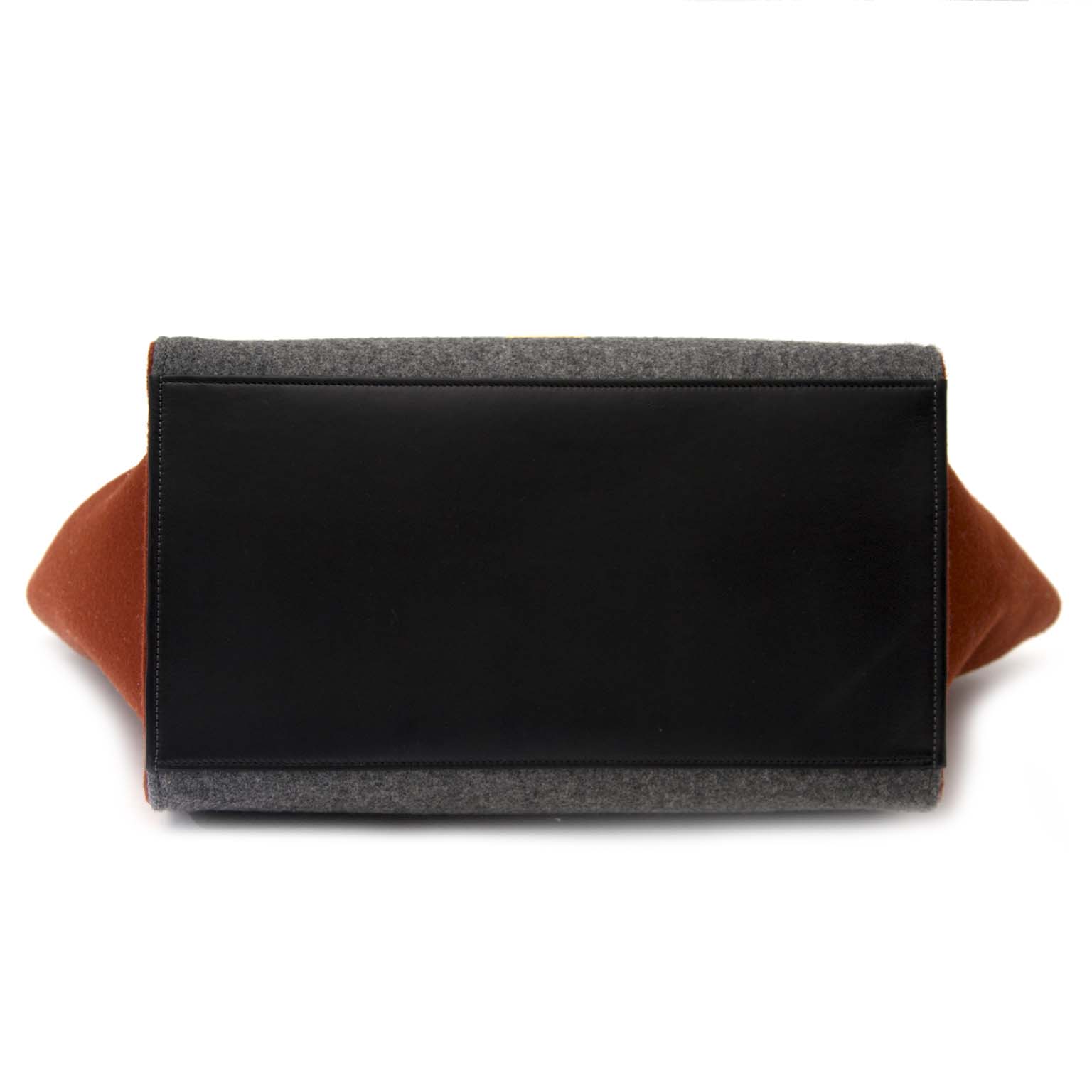 shop safe online Never Used Celine Brick Grey Blue TriColor Leather Felt Trapeze Top Handle