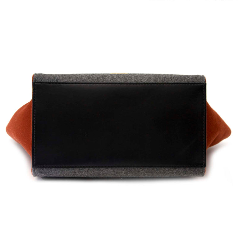shop safe online Never Used Celine Brick Grey Blue TriColor Leather Felt Trapeze Top Handle