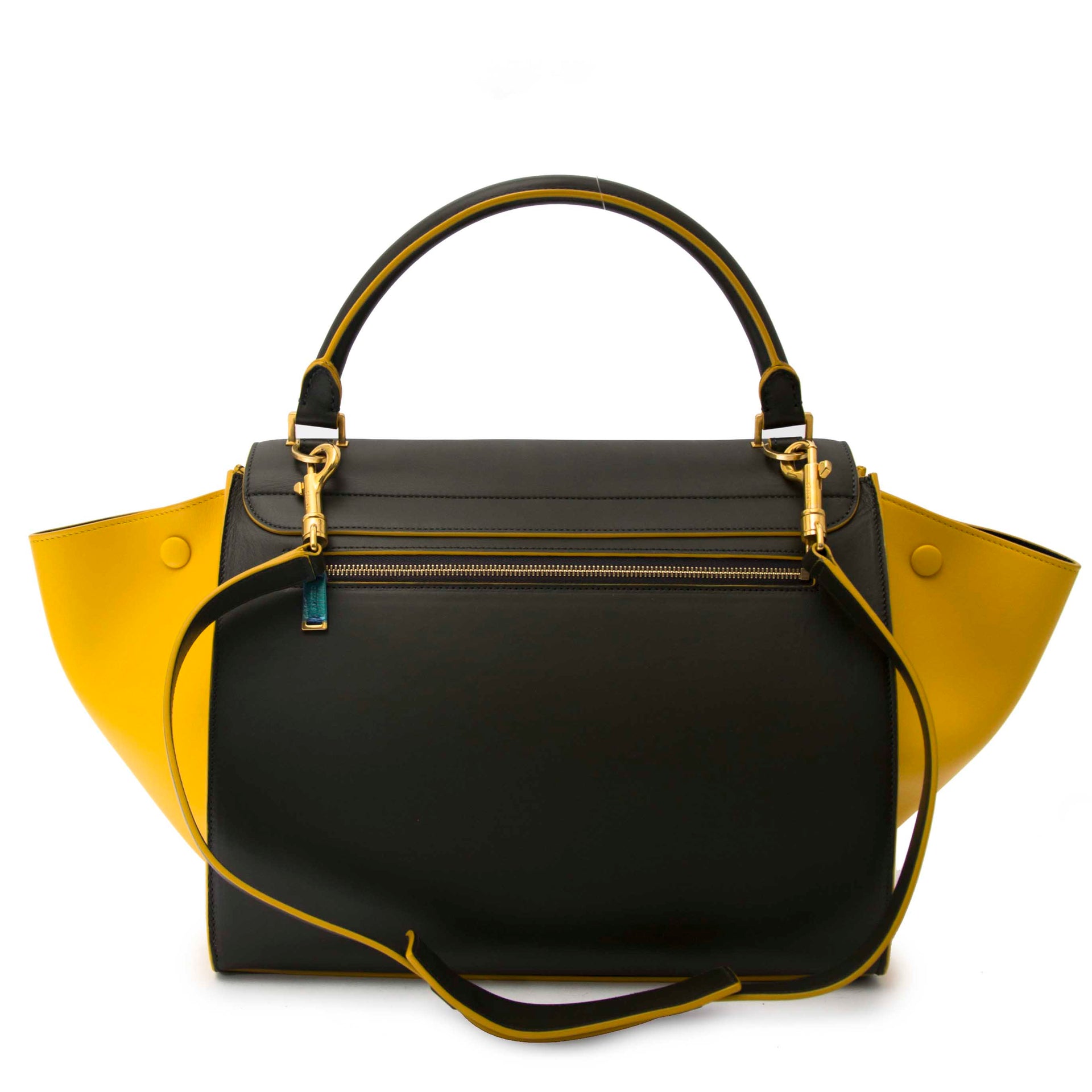 shop safe online your secondhand Céline Trapeze Kaki And Mustard Calfskin