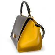 koop veilig online Céline Trapeze Kaki And Mustard Calfskin