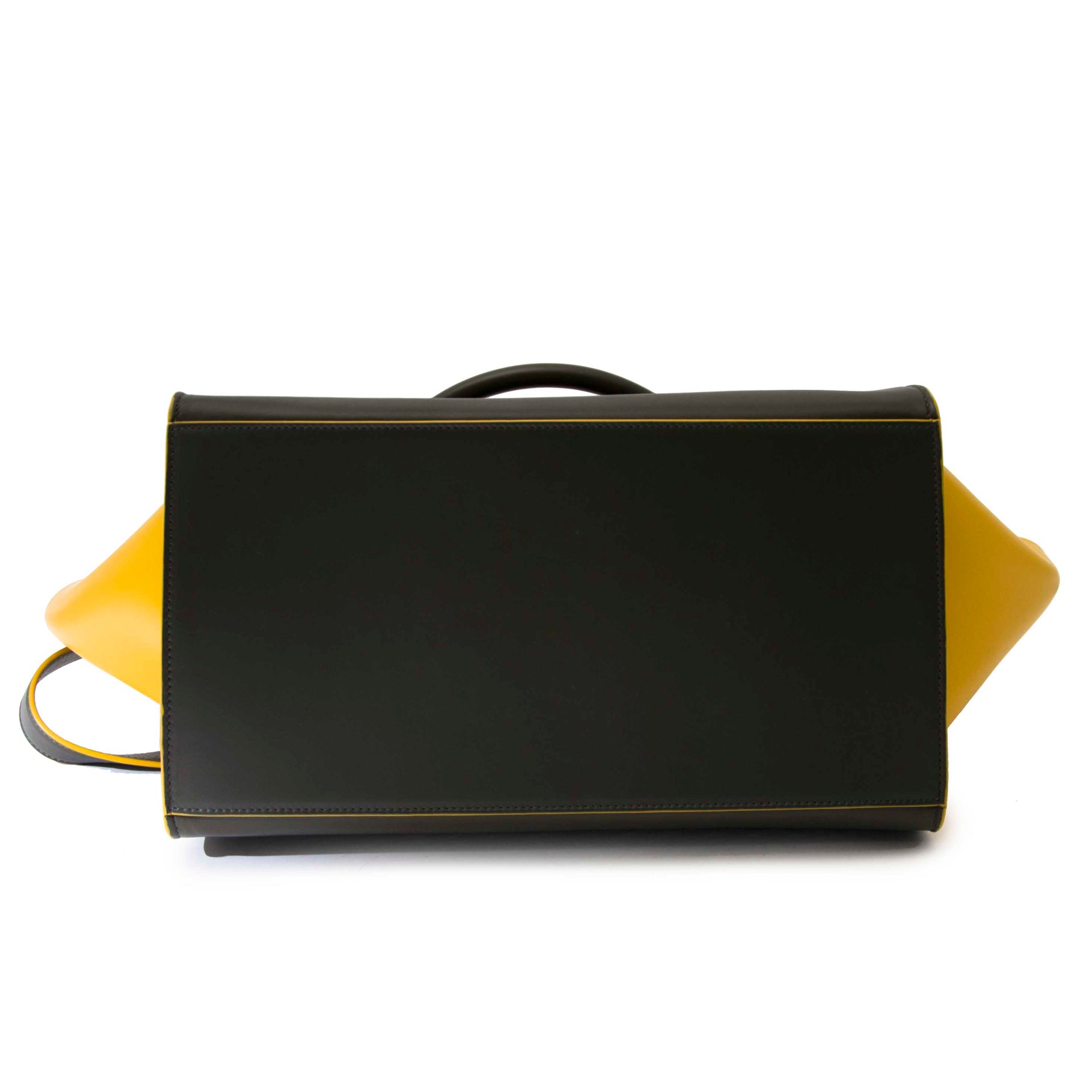 shop safe online Céline Trapeze Kaki And Mustard Calfskin