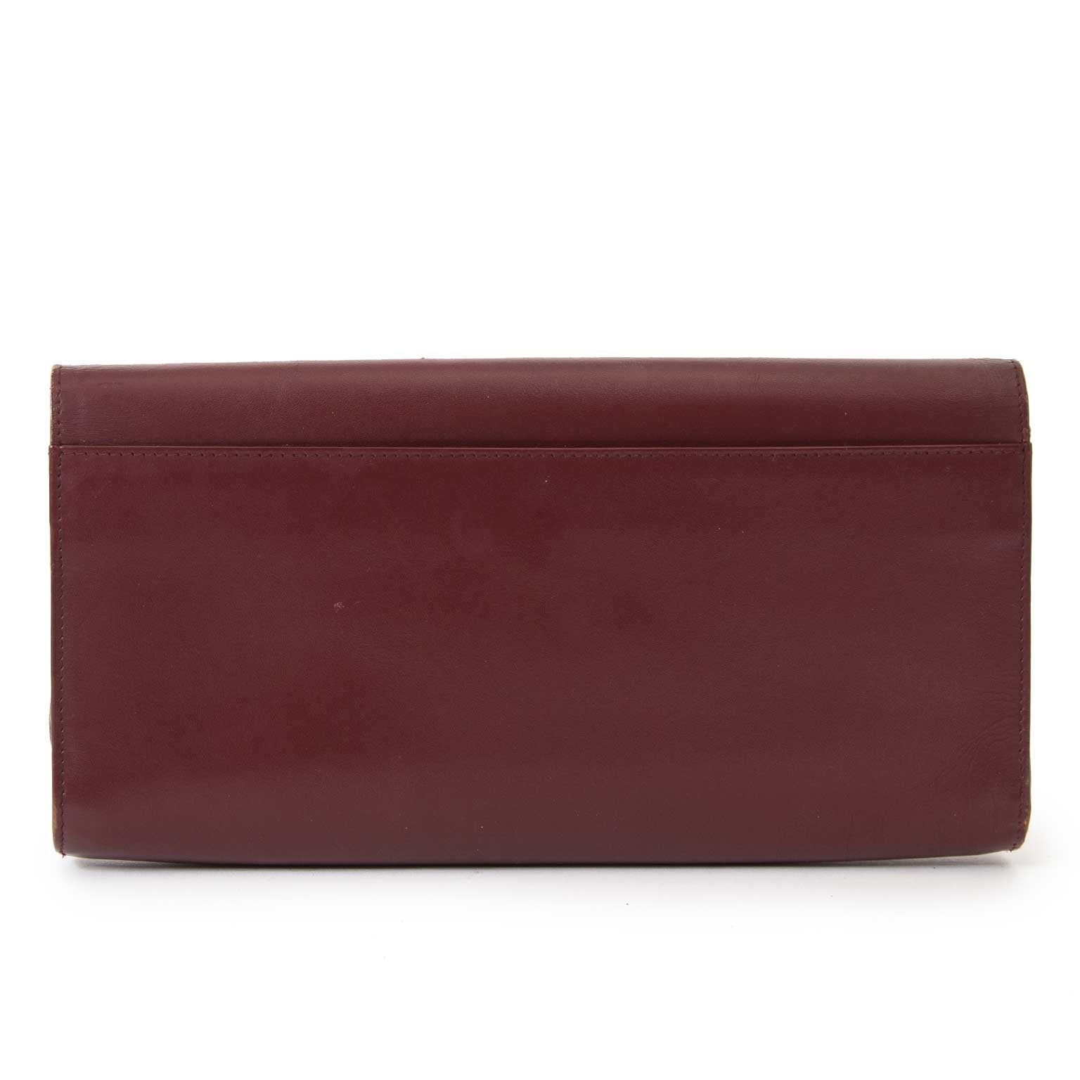 Cartier Burgundy Leather Clutch Bag