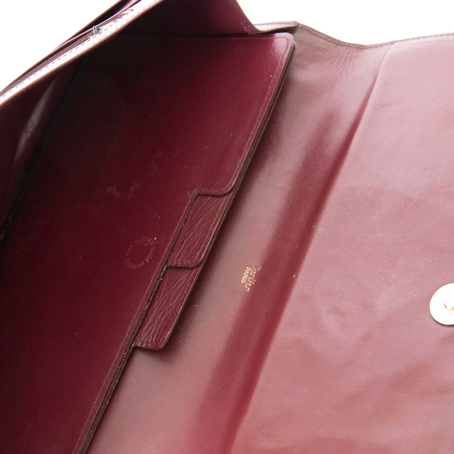 Cartier Burgundy Leather Clutch Bag