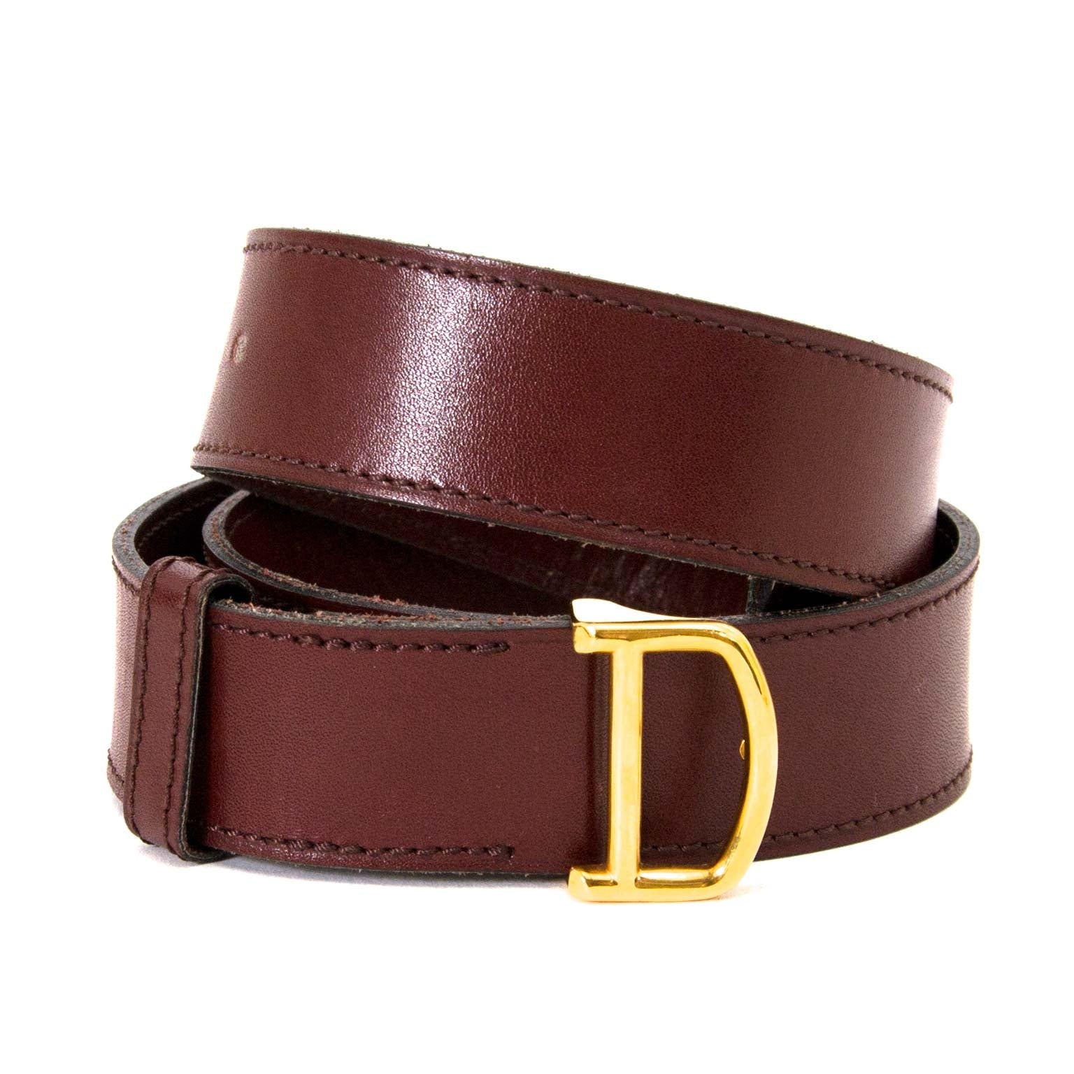 Cartier Bordeaux Leather Belt - Size 66-74 now for sale at labellov vintage fashion webshop belgium