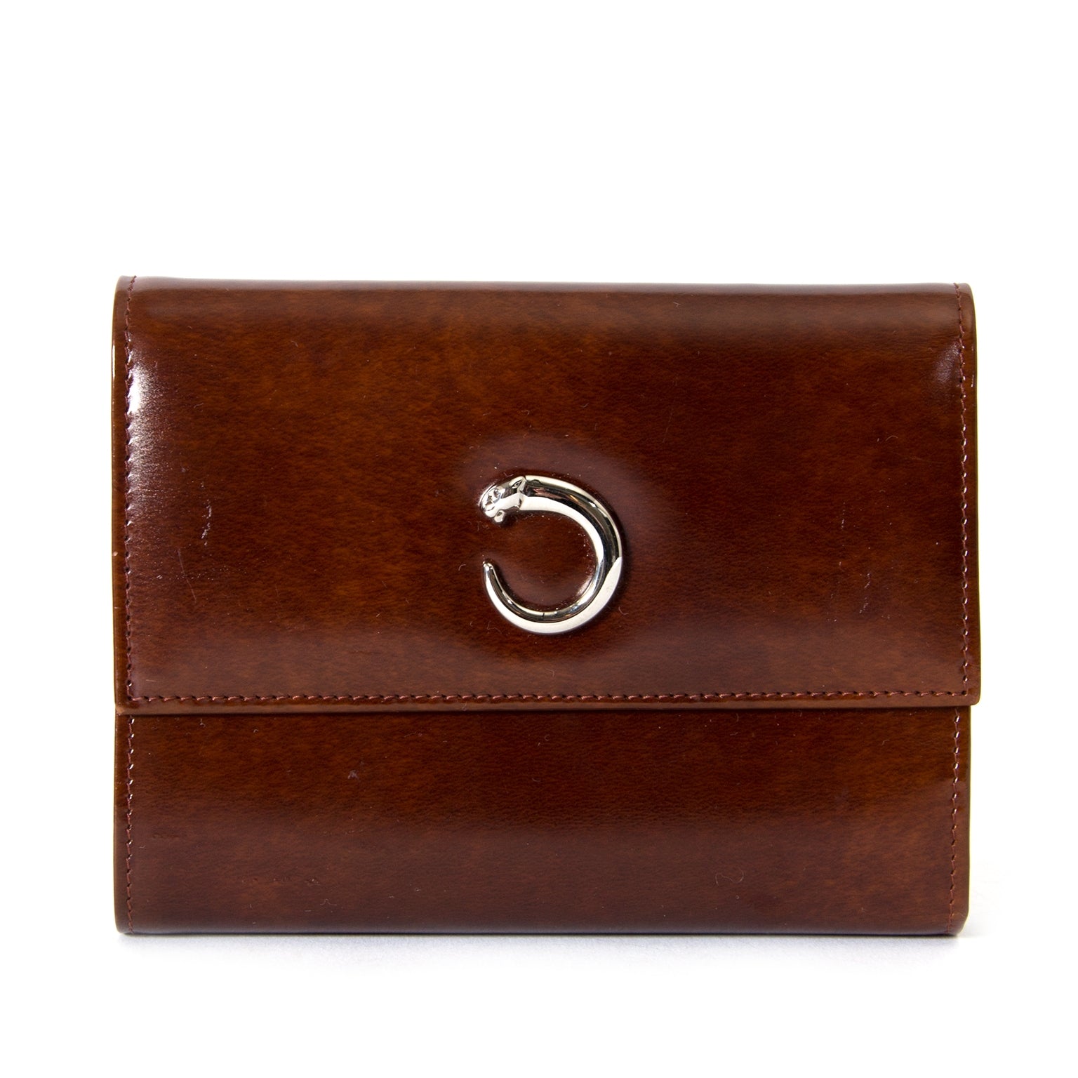 Cartier Bordeaux Brown Leather Wallet now for sale at labellov vintage fashion webshop belgium