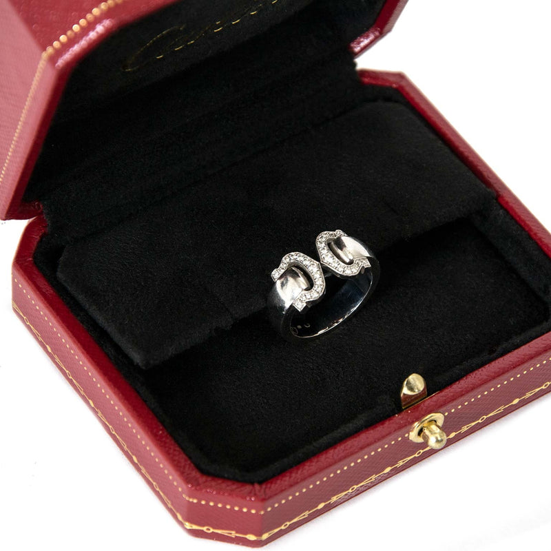 achetez Cartier 18k White gold Double C Diamond Ring - Size 51 chez labellov pour le meilleur prix