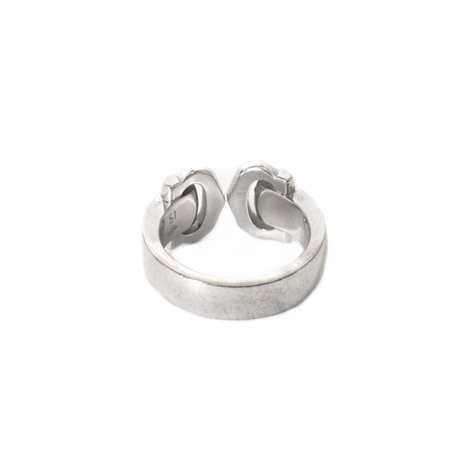 koop Cartier 18k White gold Double C Diamond Ring - Size 51 bij labellov aan de beste prijs