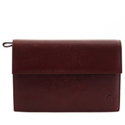 Authentic second hand vintage Cartier Burgundy Clutch Bag buy online webshop LabelLOV