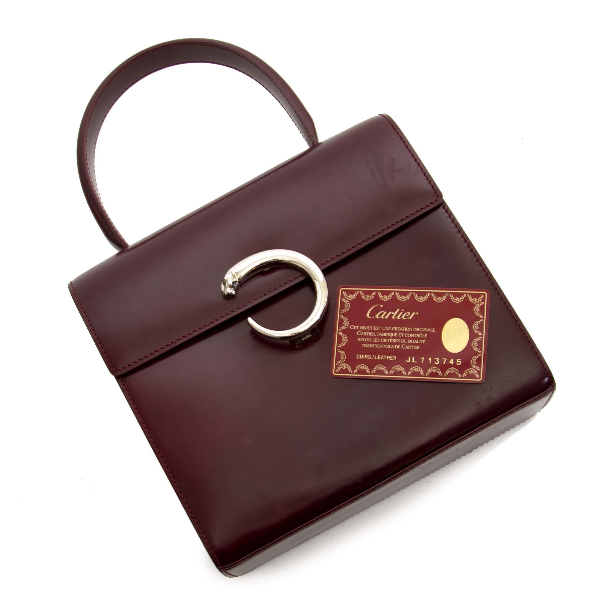 Cartier Panthere Red Leather Top Handle Bag kopen en verkopen