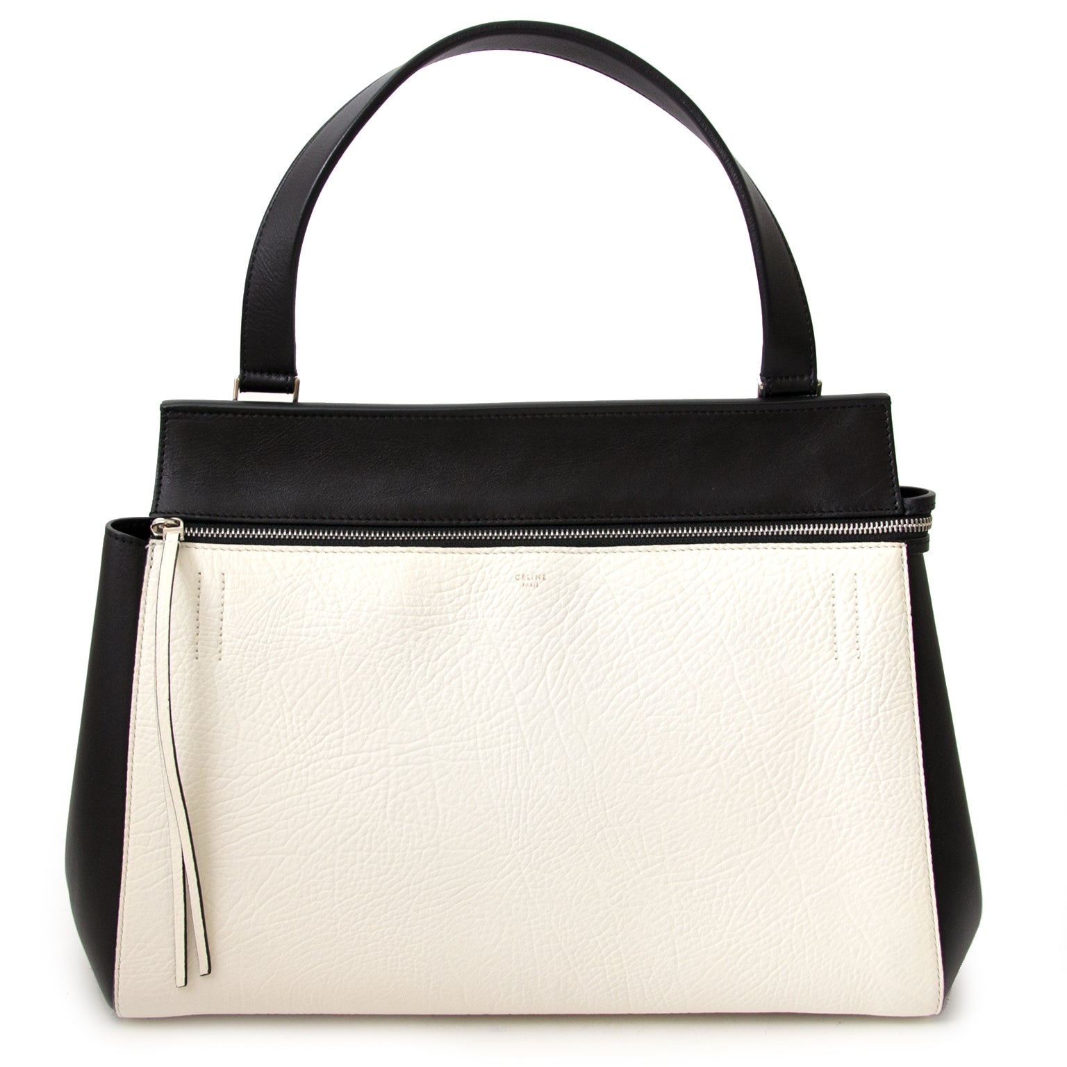 Céline Black & White Leather Edge Bag for sale online at Labellov