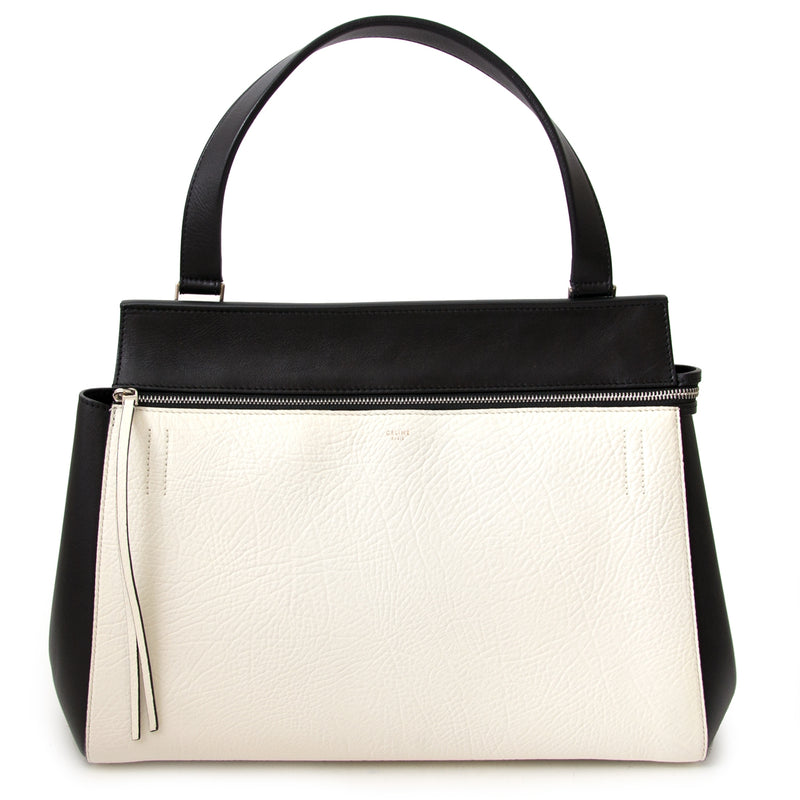 Céline Black & White Leather Edge Bag for sale online at Labellov