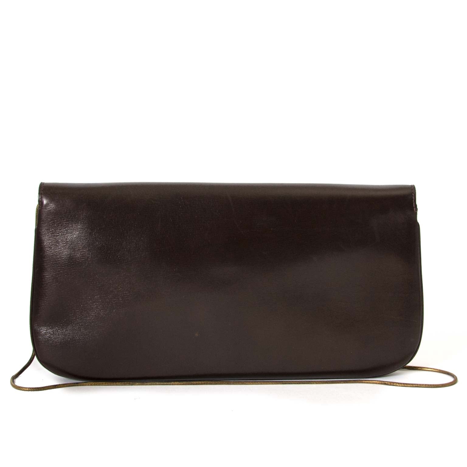 Céline Brown Leather Clutch now for sale at labellov vintage fashion webshop belgium