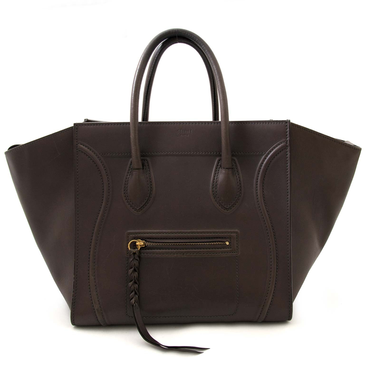 koop Céline Grey Leather Phantom Bag bij labellov aan een goede prijs