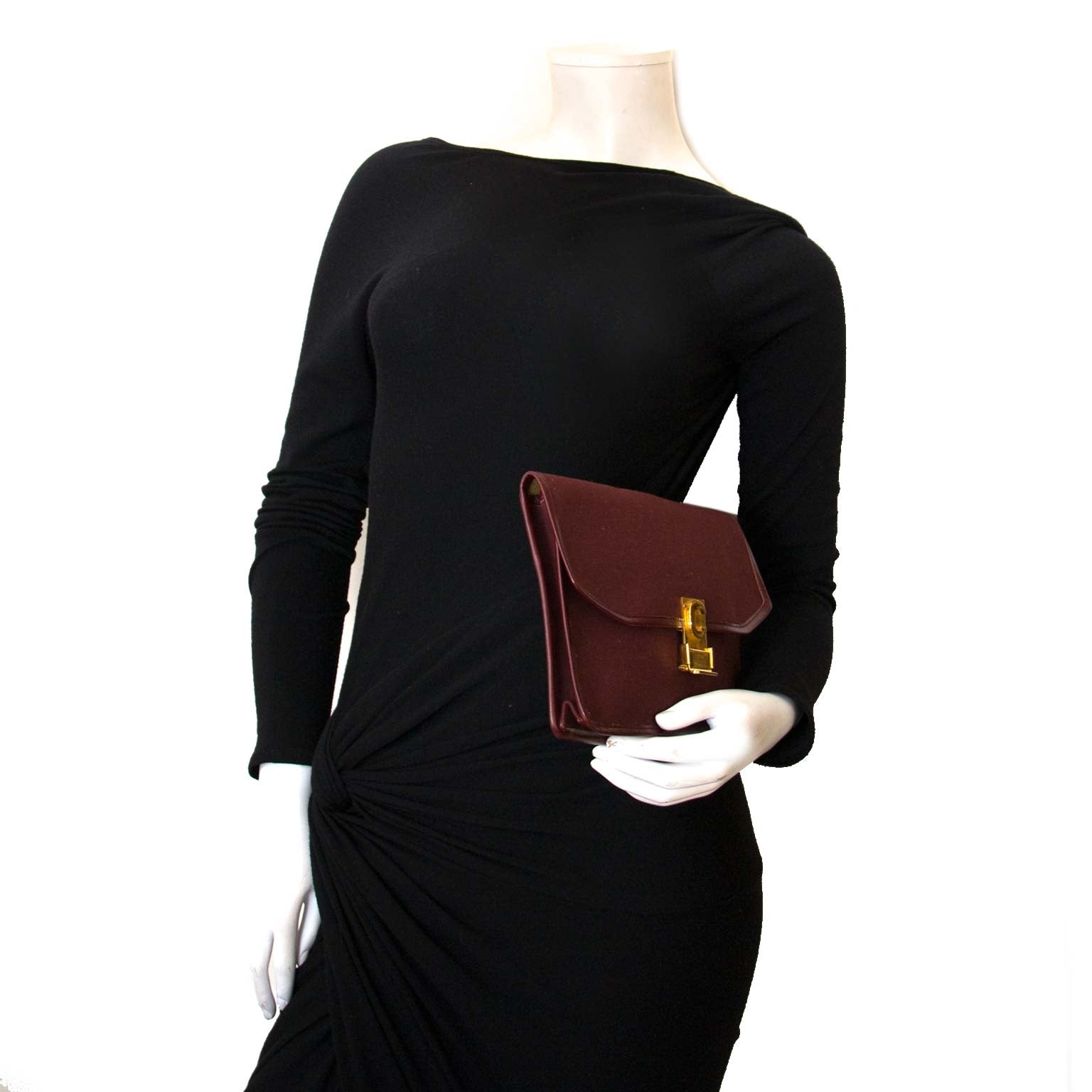 céline bordeaux fabric clutch now for sale at labellov vintage fashion webshop belgium