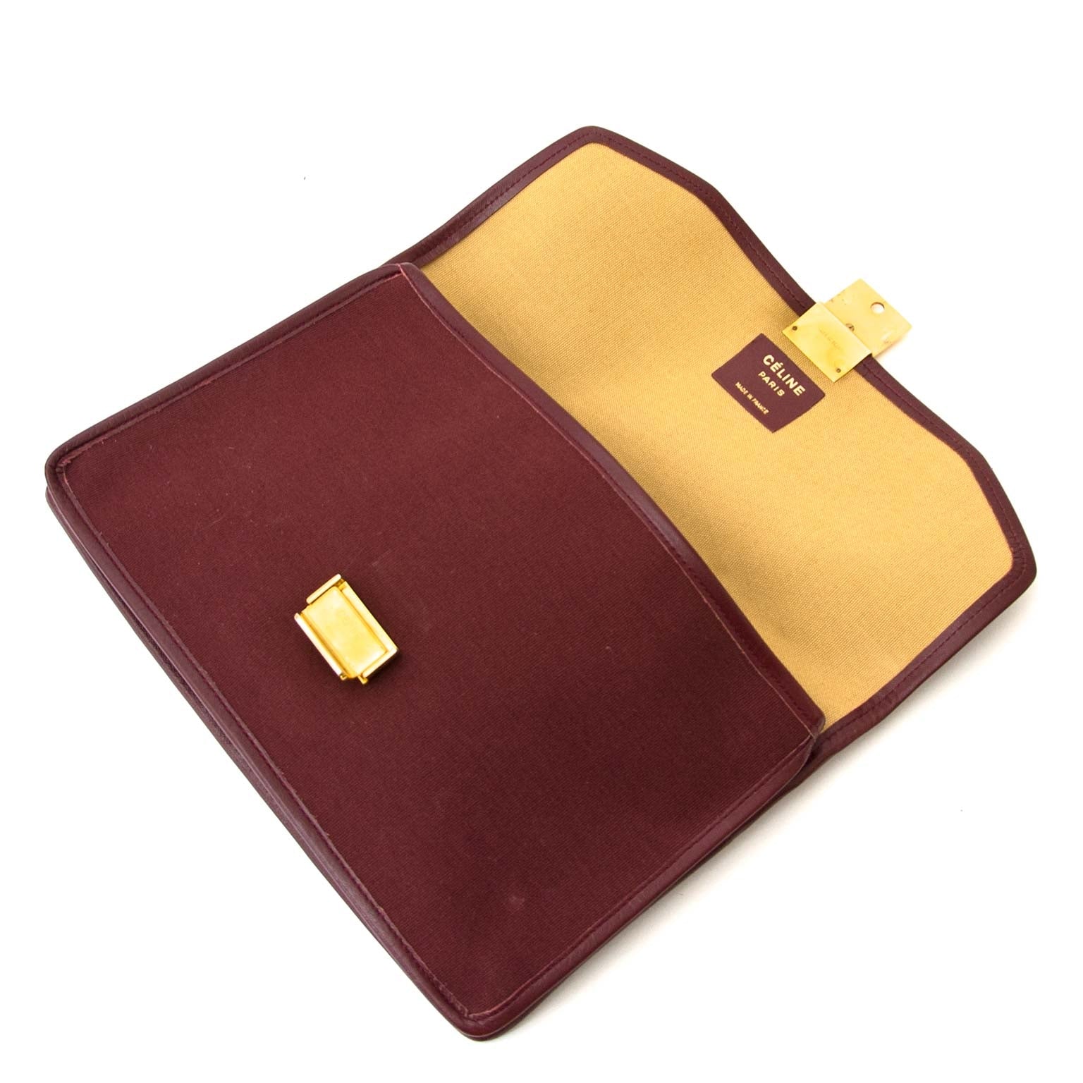 céline bordeaux fabric clutch now for sale at labellov vintage fashion webshop belgium