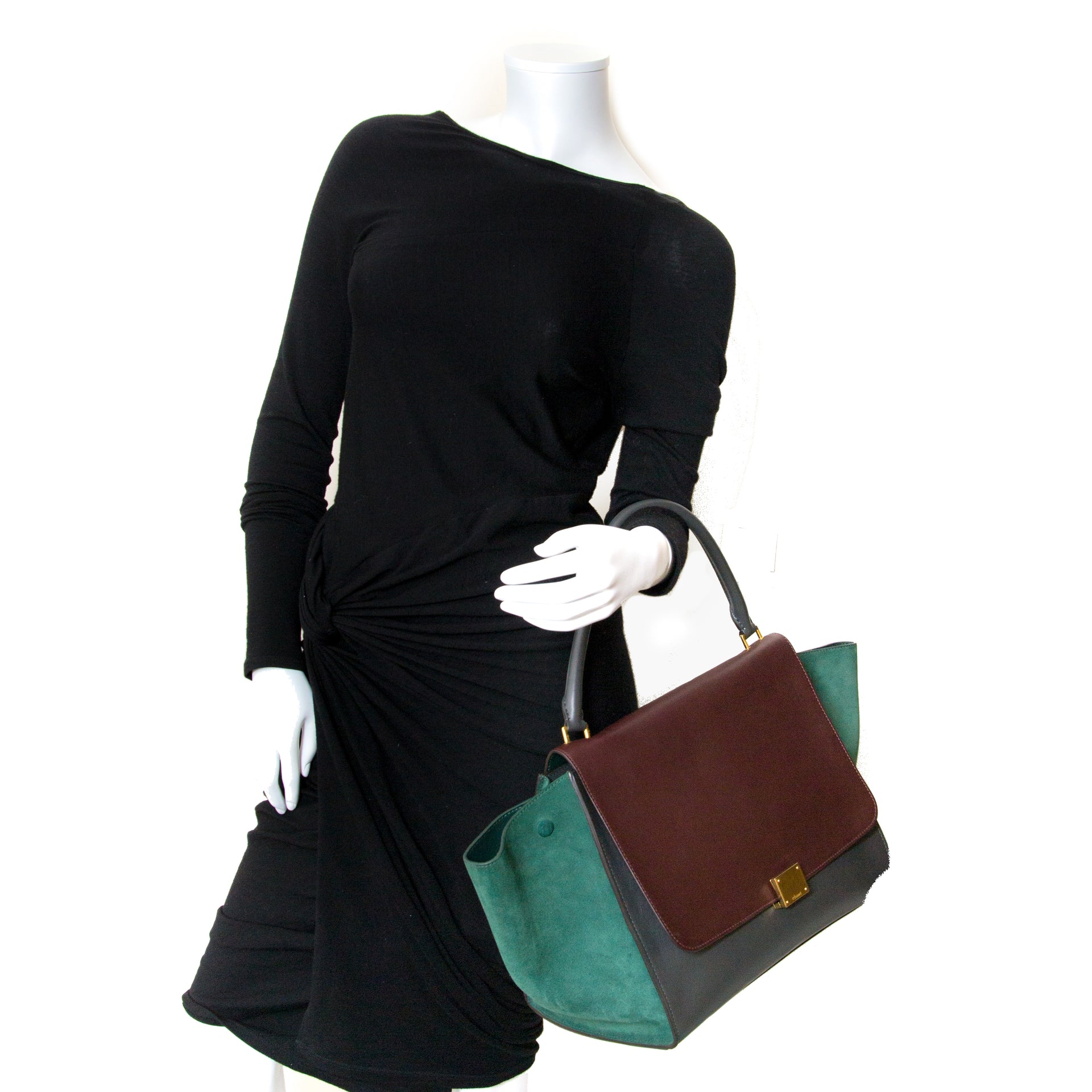 celine tri colour medium trapeze bag now for sale at labellov vintage fashion webshop belgium