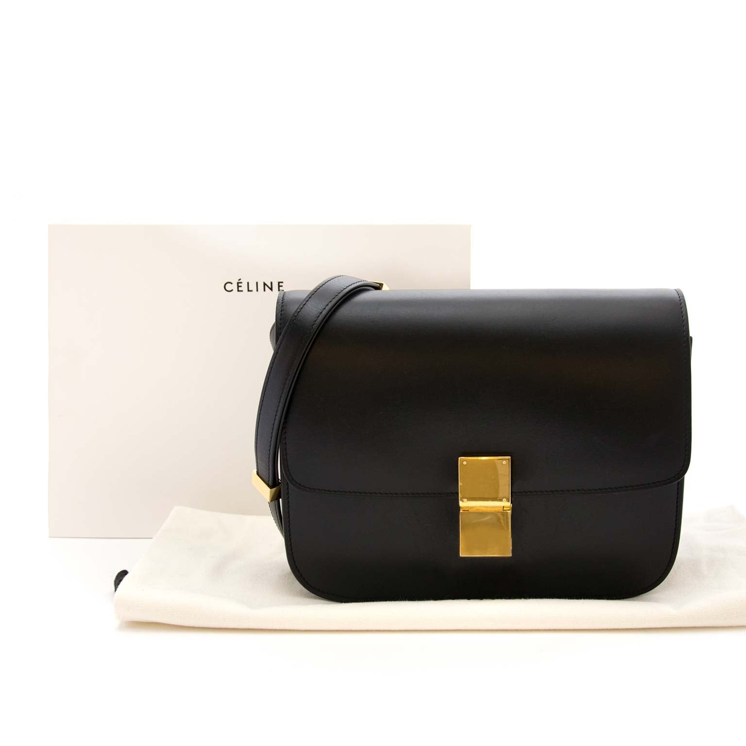 Céline Black Leather Box Bag now online at labellov.com for the best price