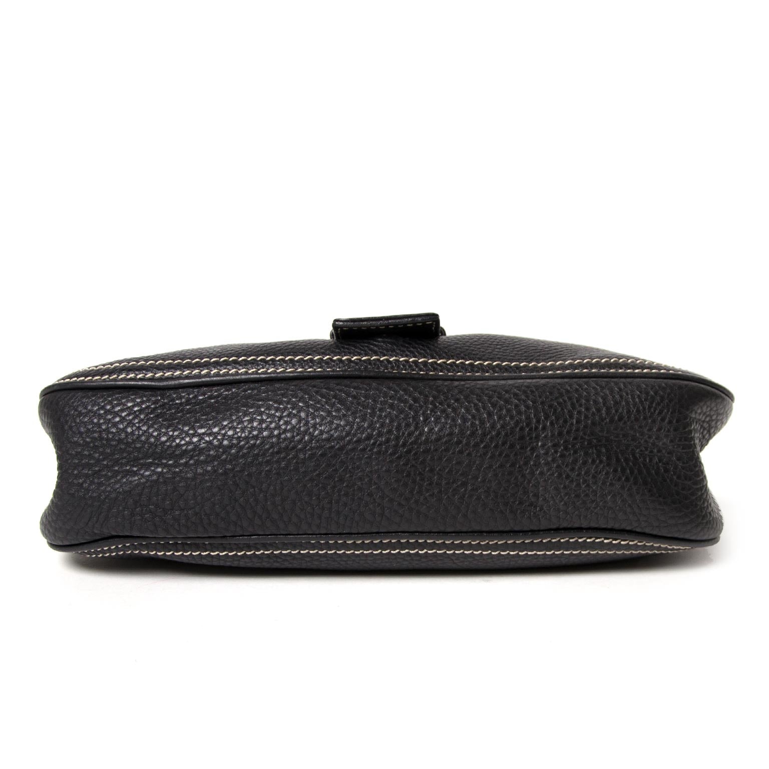 buy Céline Black Stiched Leather Buckle Shoulder Bag at labellov