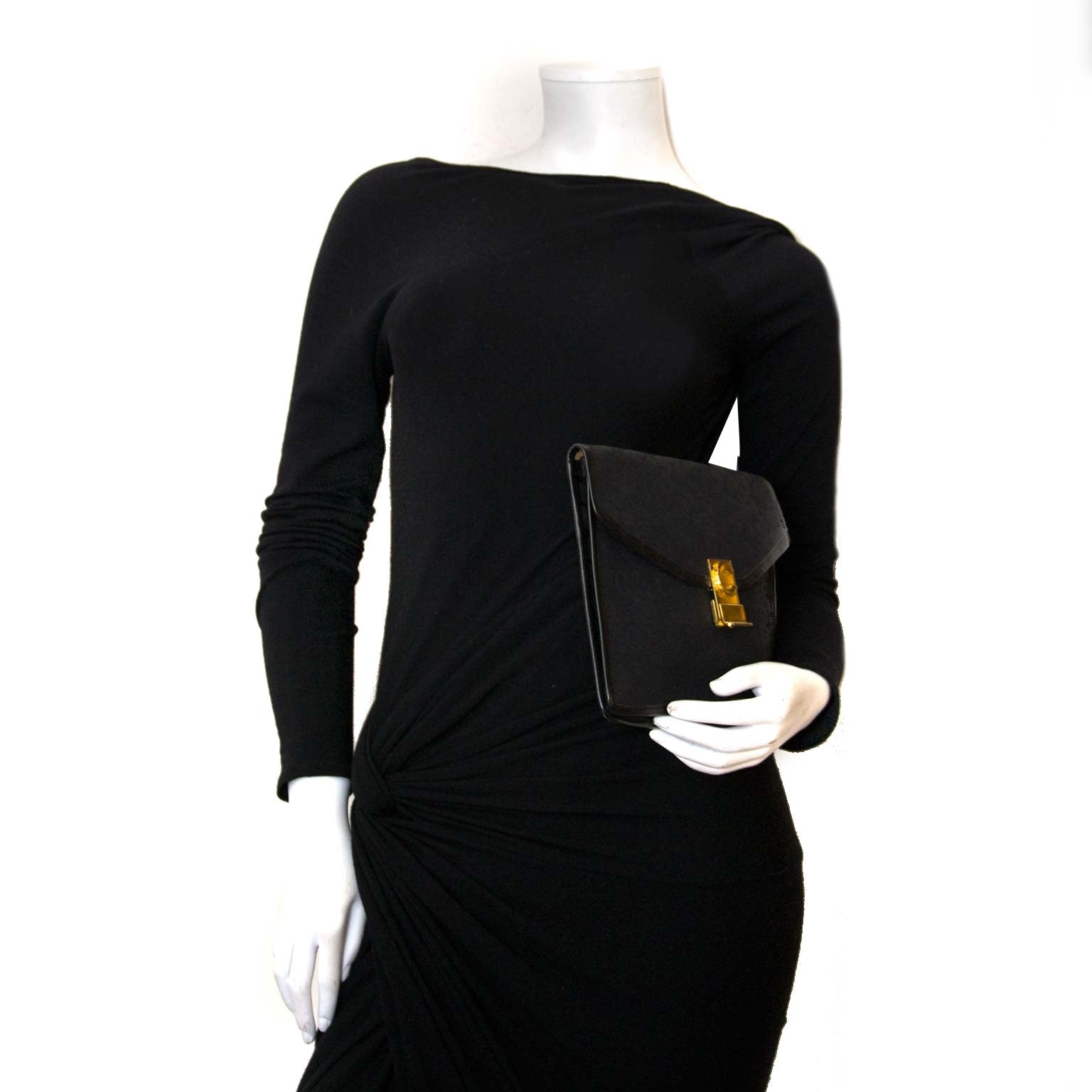 céline paris black monogram clutch now for sale at labellov vintage fashion webshop belgium