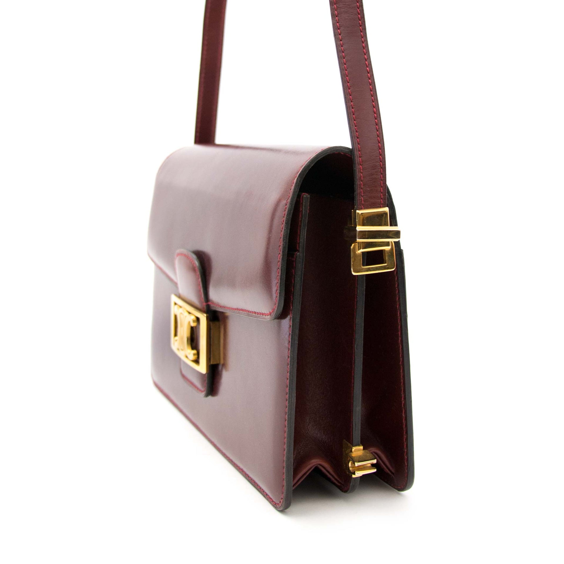 Céline Burgundy Crossbody Bag for sale in Labellov, Antwerp. Vintage designer items for sale.