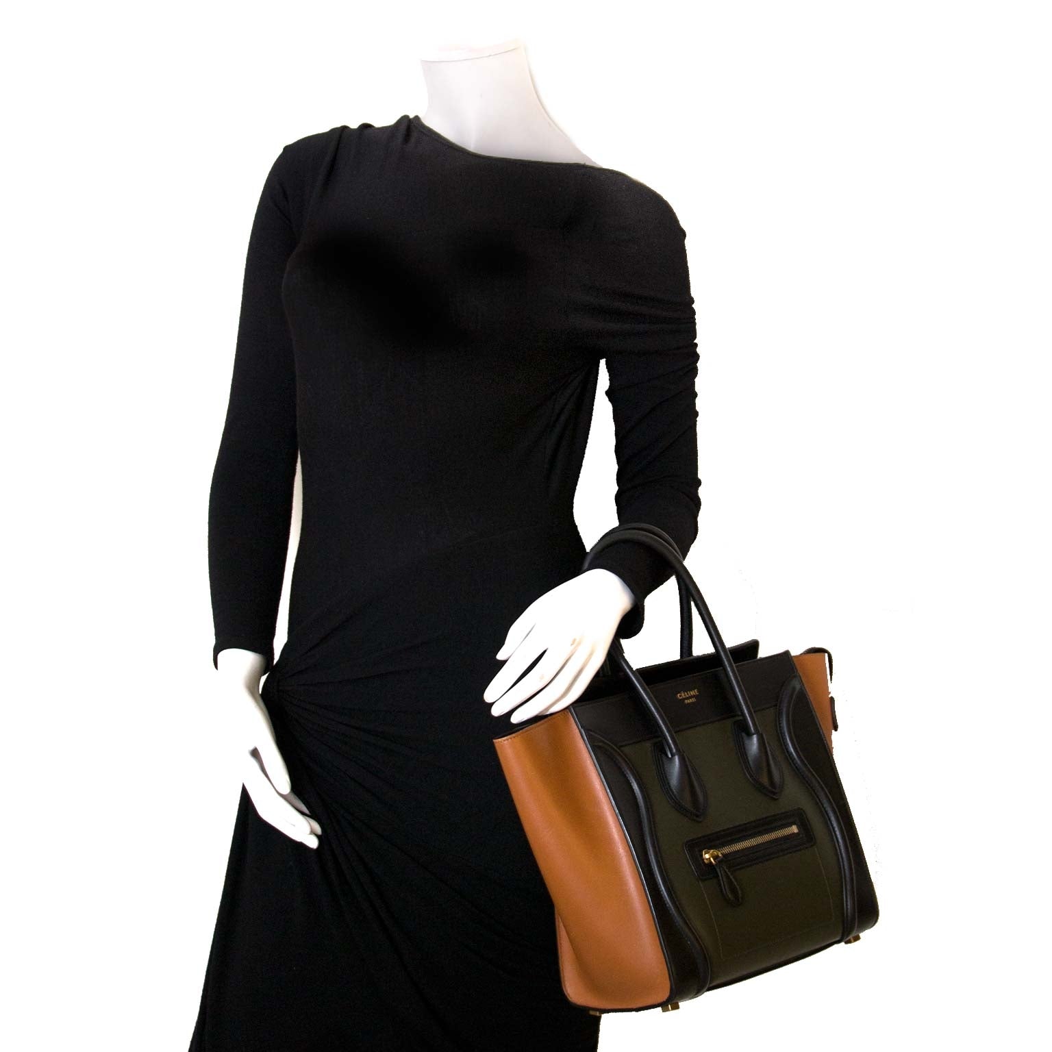 koop online jou tweedehands Celine Tricolor Smooth Calfskin Micro Luggage Bag