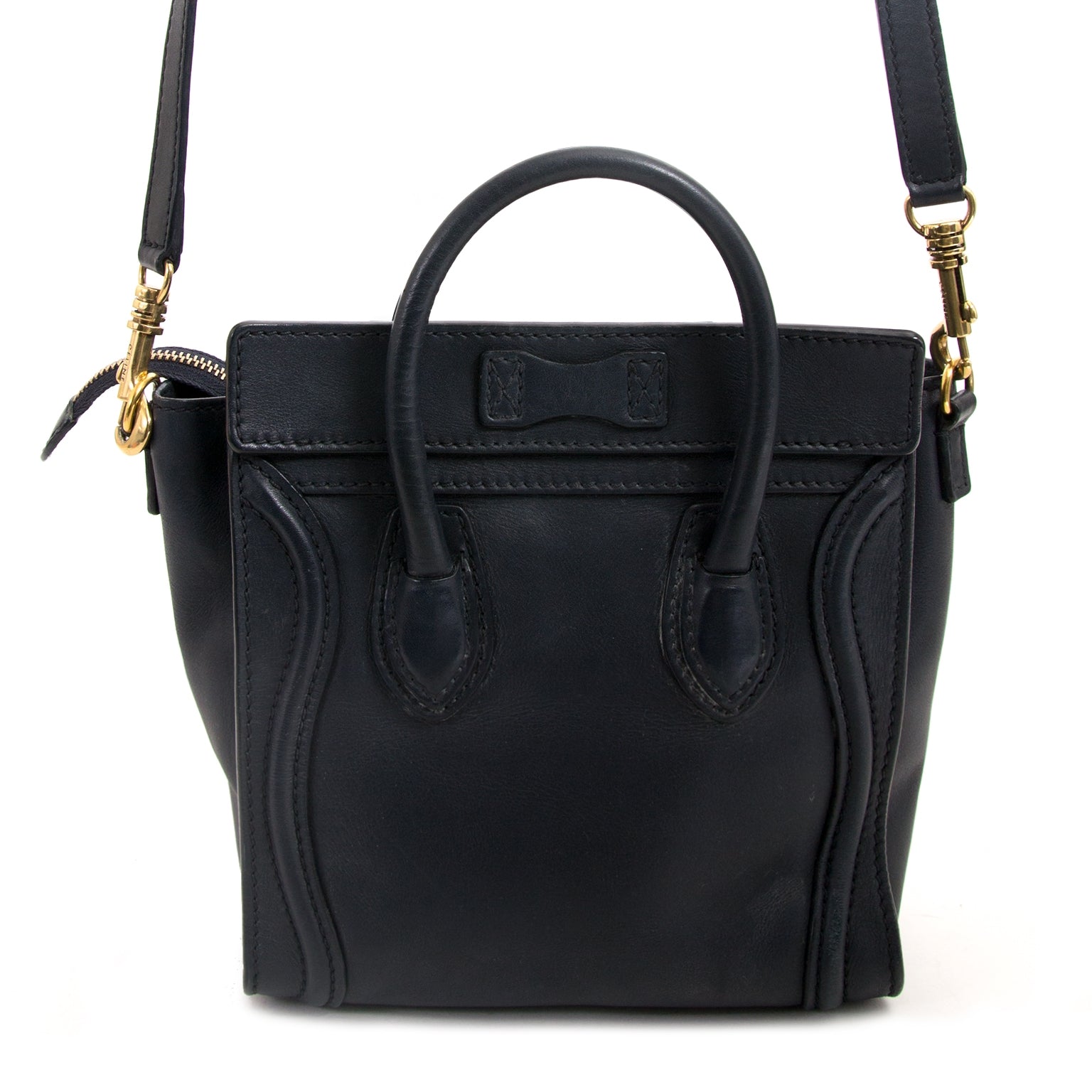Céline Dark Blue Nano Luggage Shoulder Bag now for sale at labellov vintage fashion webshop belgium