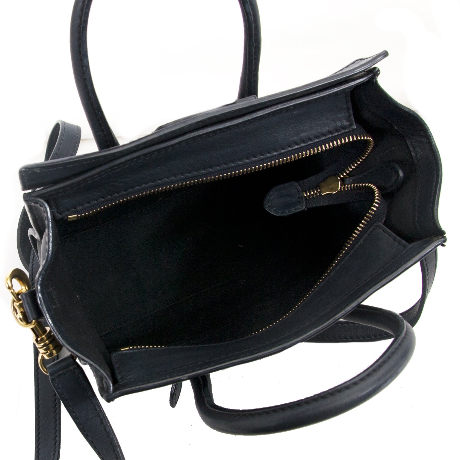 Céline Dark Blue Nano Luggage Shoulder Bag now for sale at labellov vintage fashion webshop belgium