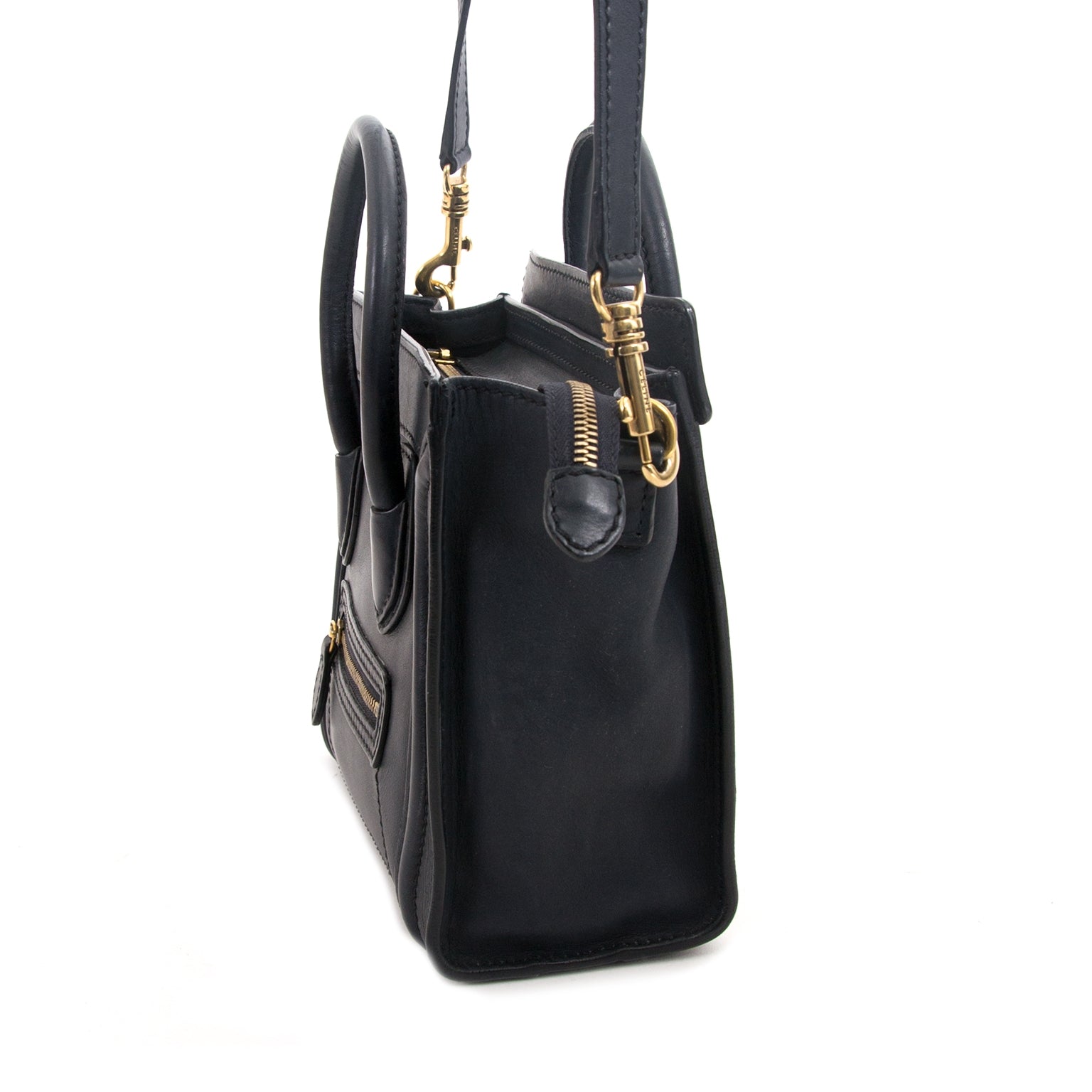 Céline Dark Blue Nano Luggage Shoulder Bag now for sale at labellov vintage fashion webshop belgium