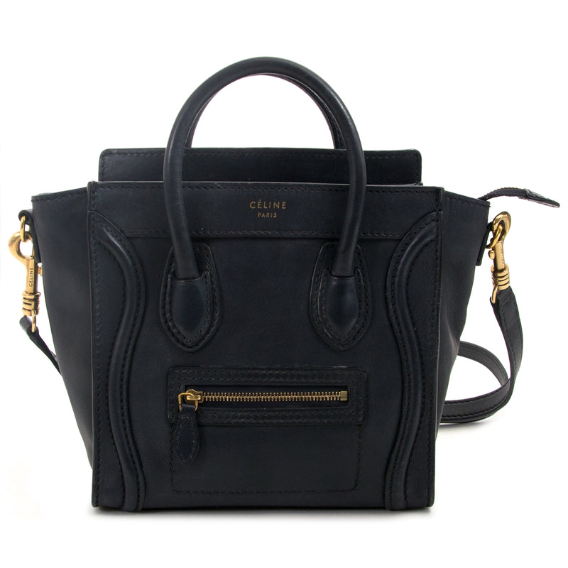 Céline Dark Blue Nano Luggage Shoulder Bag now for sale at labellov vintage fashion webshop belgium