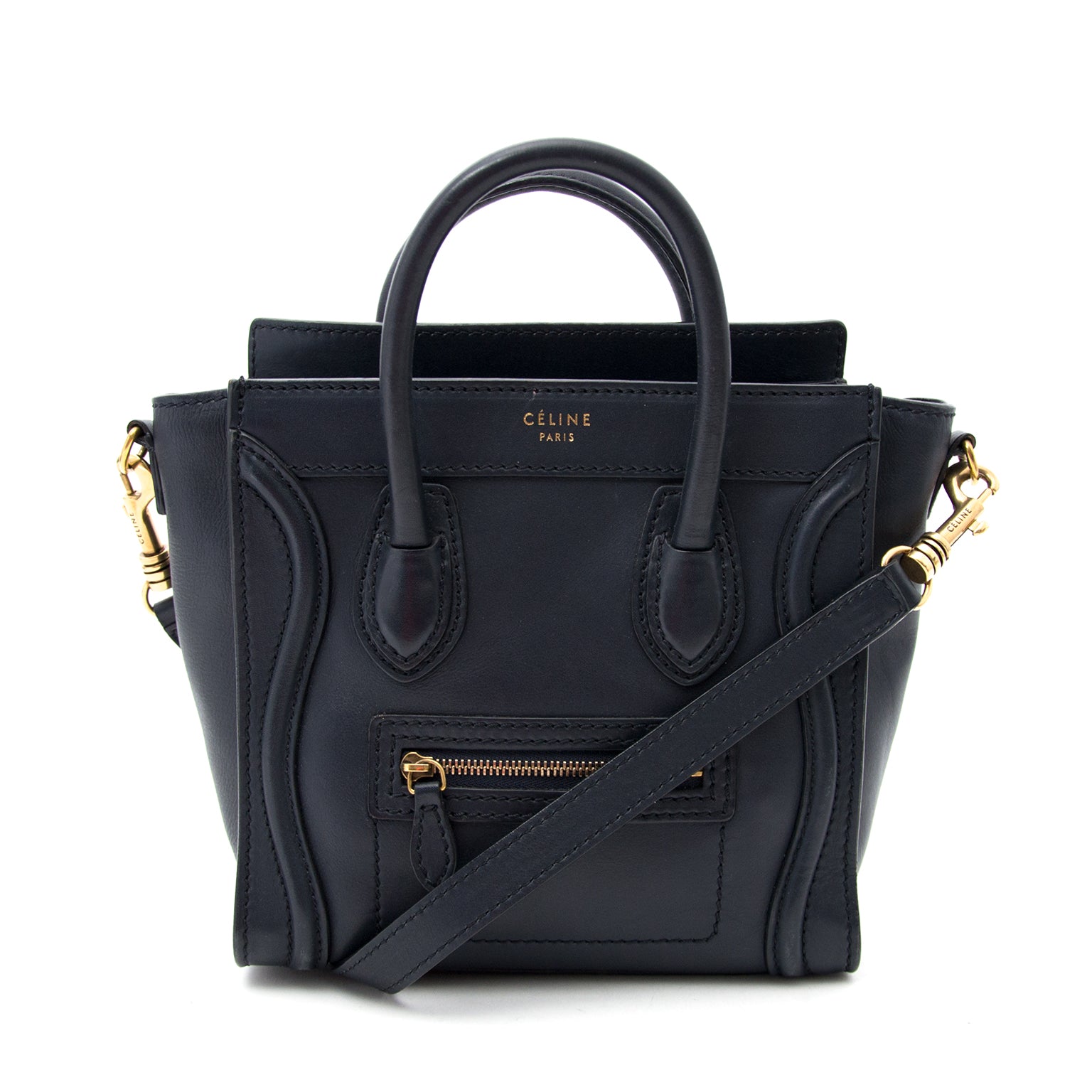 Koop een tweedehands Céline Blauw Nano Luggage Shoulder tas online