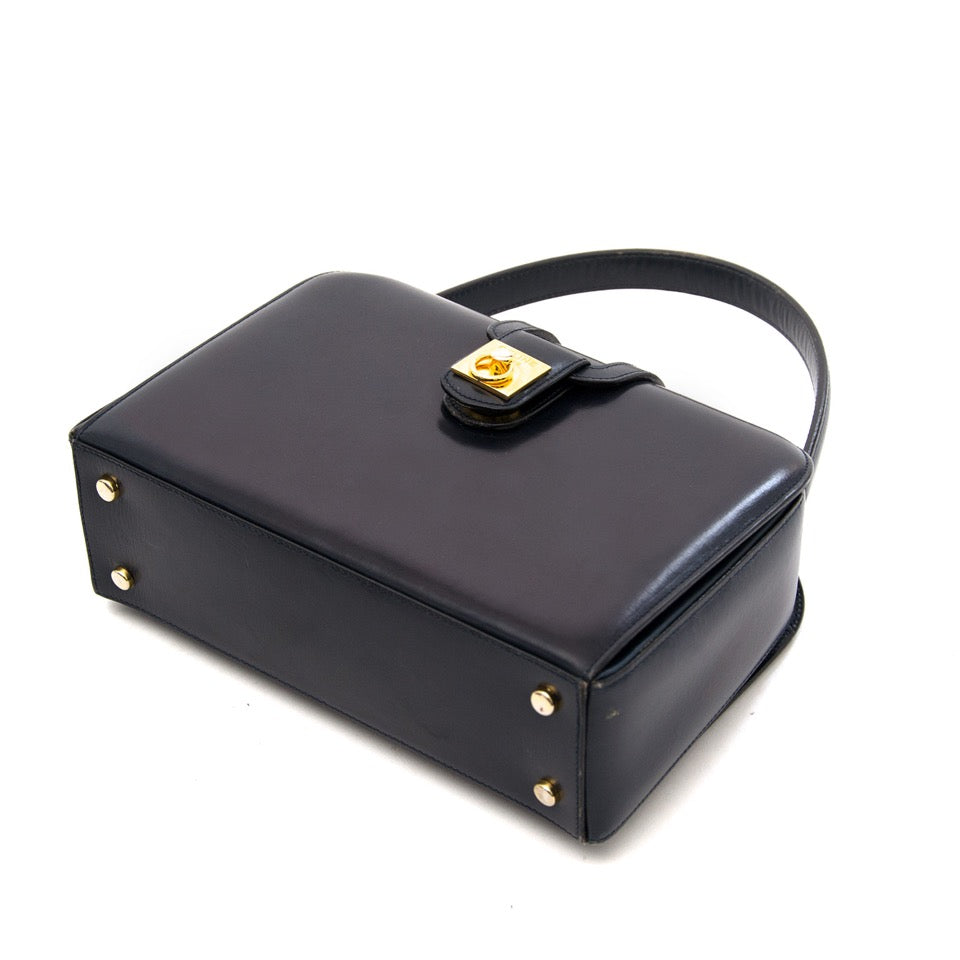 shop safe online at the best price Celine Vintage Dark Blue Mini Doctor Bag