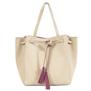 Authentieke tweedehands Céline Small Beige Calfskin Cabas Phantom with Fuchsia Interior juiste prijs veilig online winkelen LabelLOV webshop luxe merken winkelen Antwerpen België mode fashion
