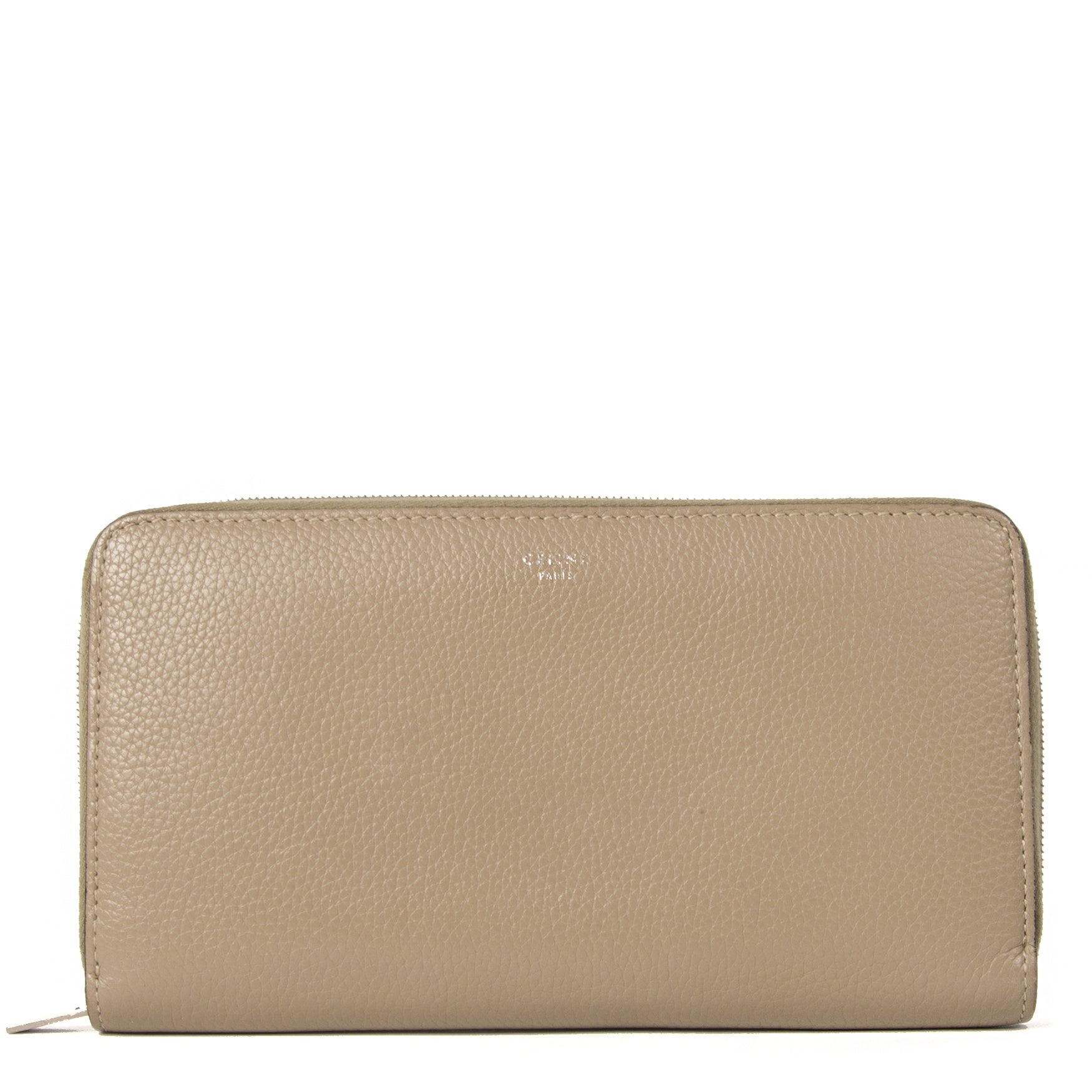 Authentieke tweedehands Celine Beige Leather Zippy Wallet juiste prijs veilig online winkelen LabelLOV webshop luxe merken winkelen Antwerpen België mode fashion