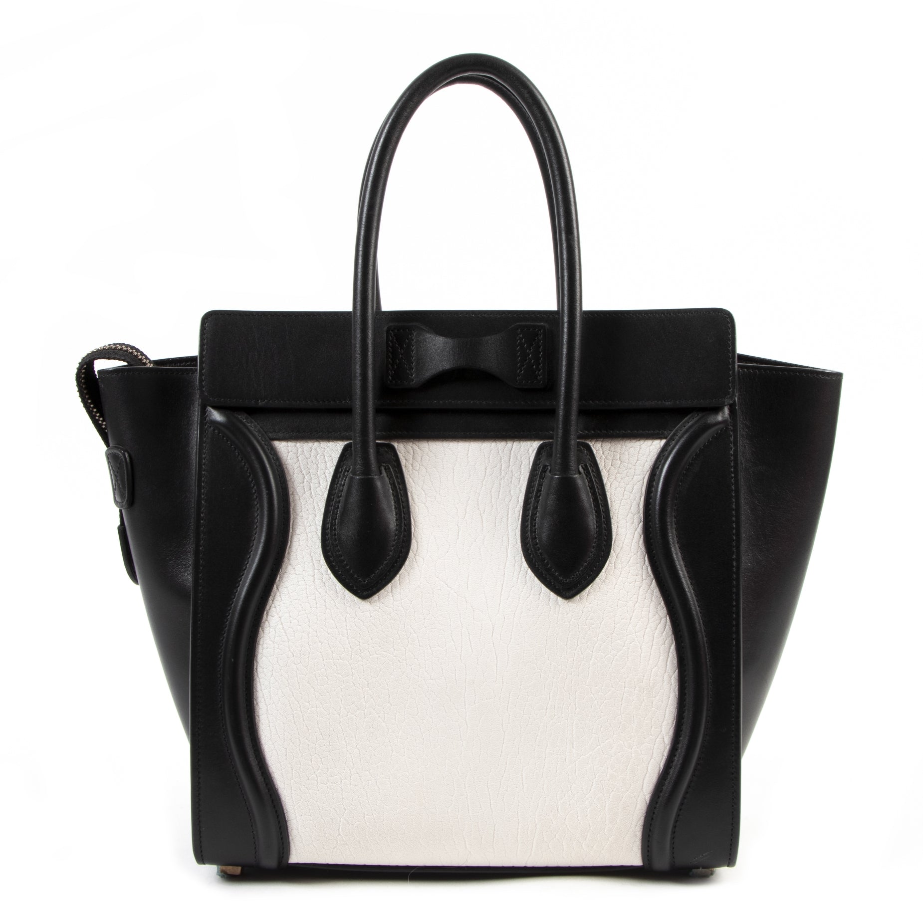 Celine Micro Black & White Luggage Handbag