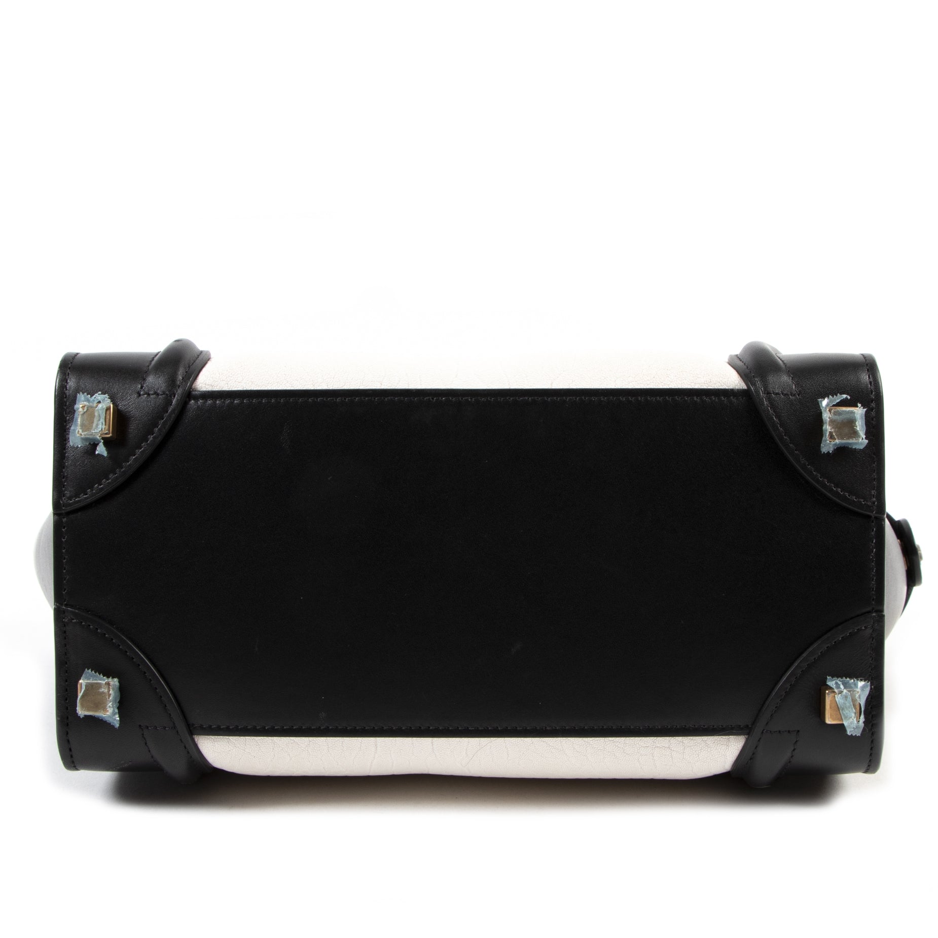 koop veilig online Celine Micro Black & White Luggage Handbag