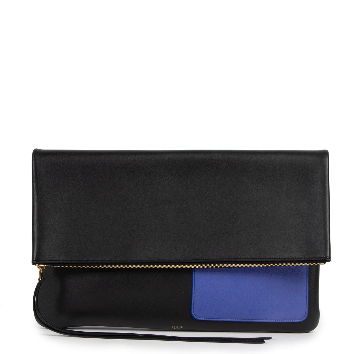achetez en toute sécurité cette pochette Céline en cuir noir.