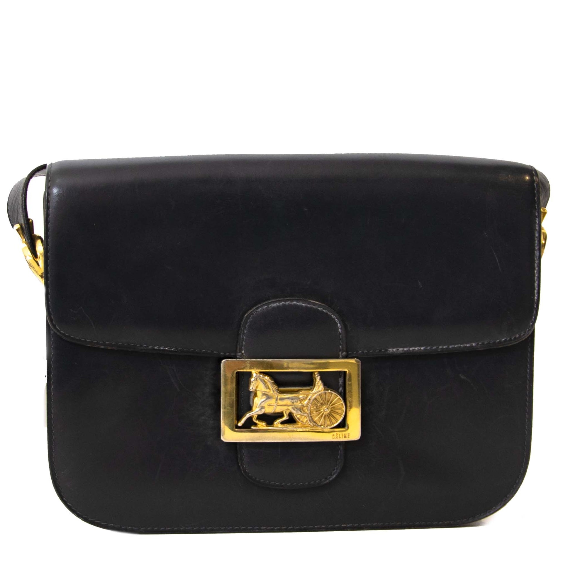 Celine Blue Horse Box Bag for the best price available at secondhand designer vintage luxury Labellov in Antwerp