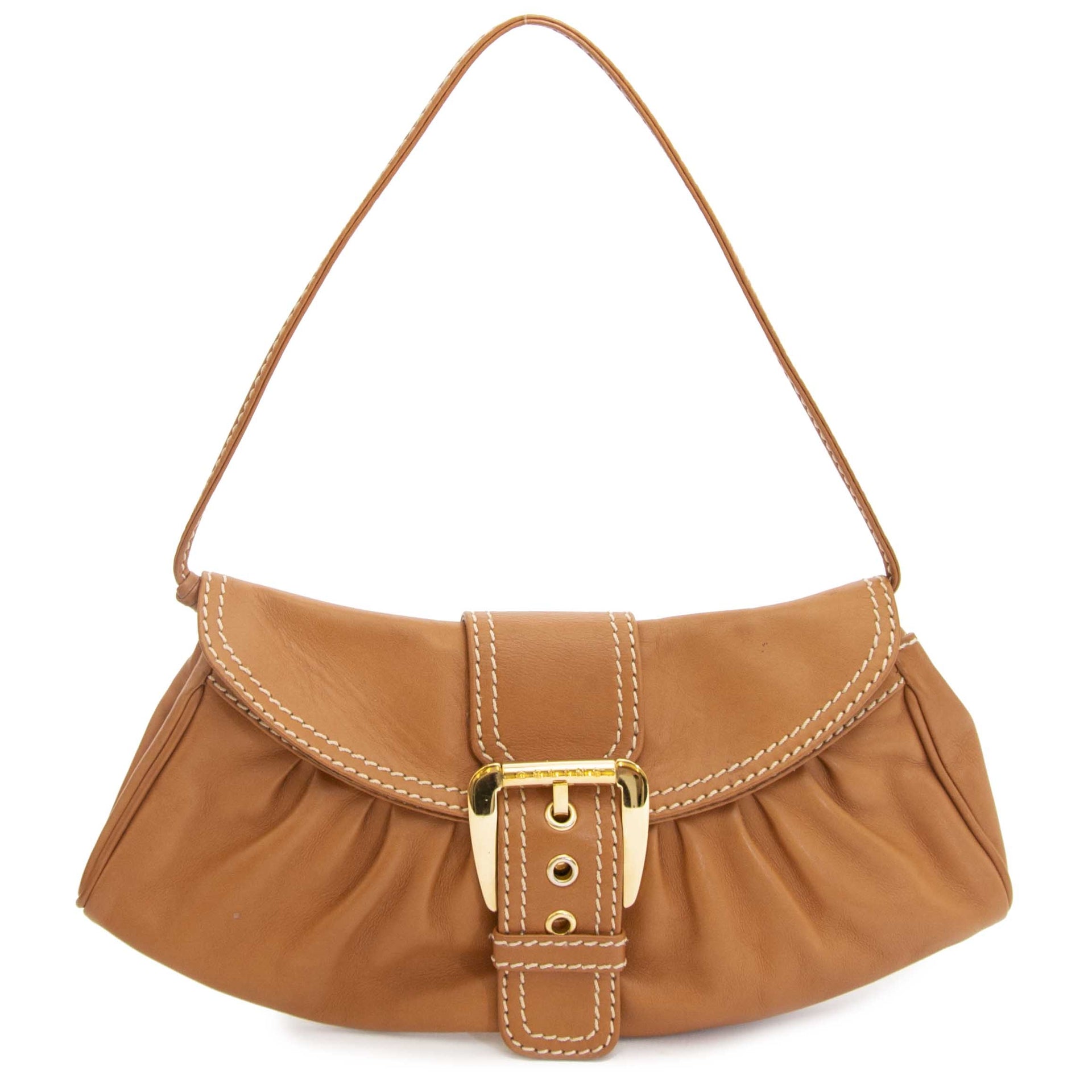 Celine Cognac Leather Clutch Bag now for sale at labellov vintage fashion webshop belgium