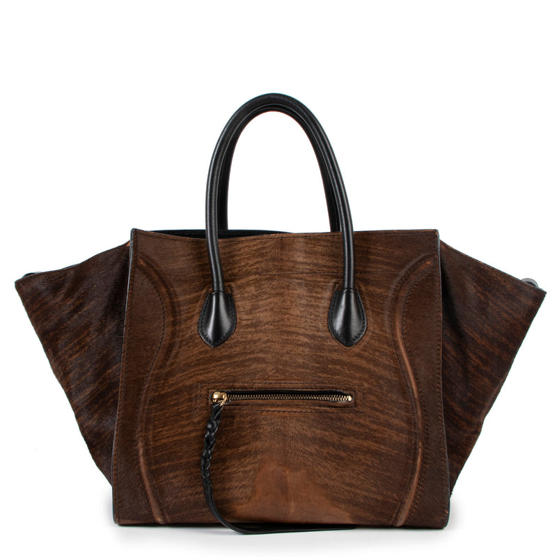 Celine Pony Hair Medium Luggage Phantom Handbag