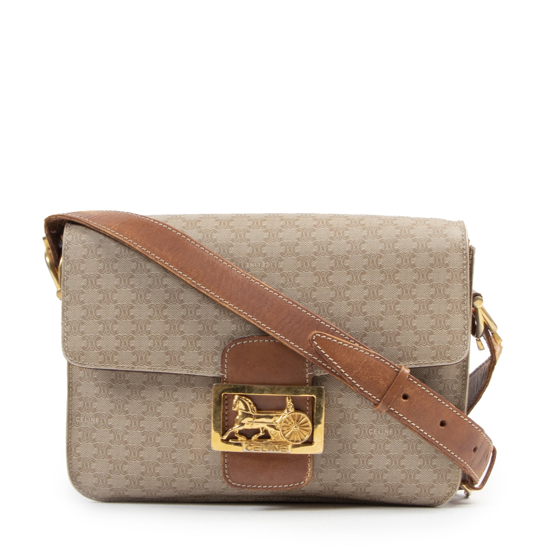 Céline Vintage Monogram Horse Box Bag designer secondhand luxury bags online available at Labellov