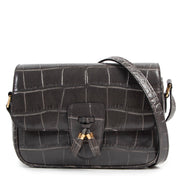 Céline Grey Croco Stamp Tassel Bag Medium