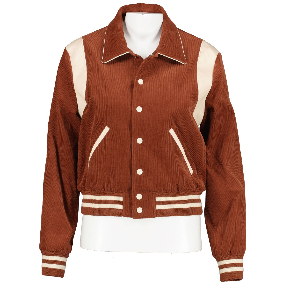 Celine Brown Corduroy Black Logo Teddy Jacket