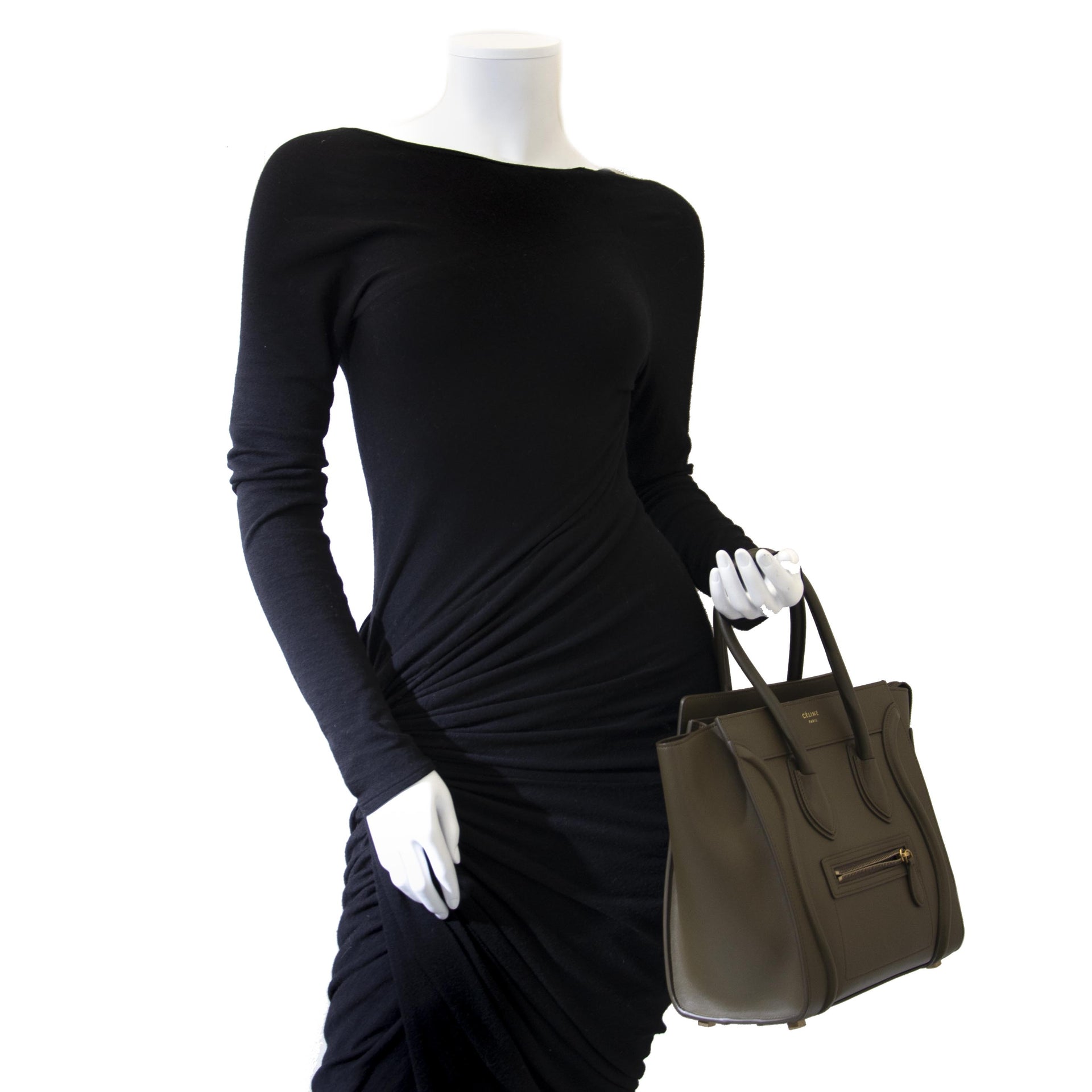 Celine Khaki Luggage Micro Shopper Tote pour le meilleur prix chez Labellov à Anvers Belgique