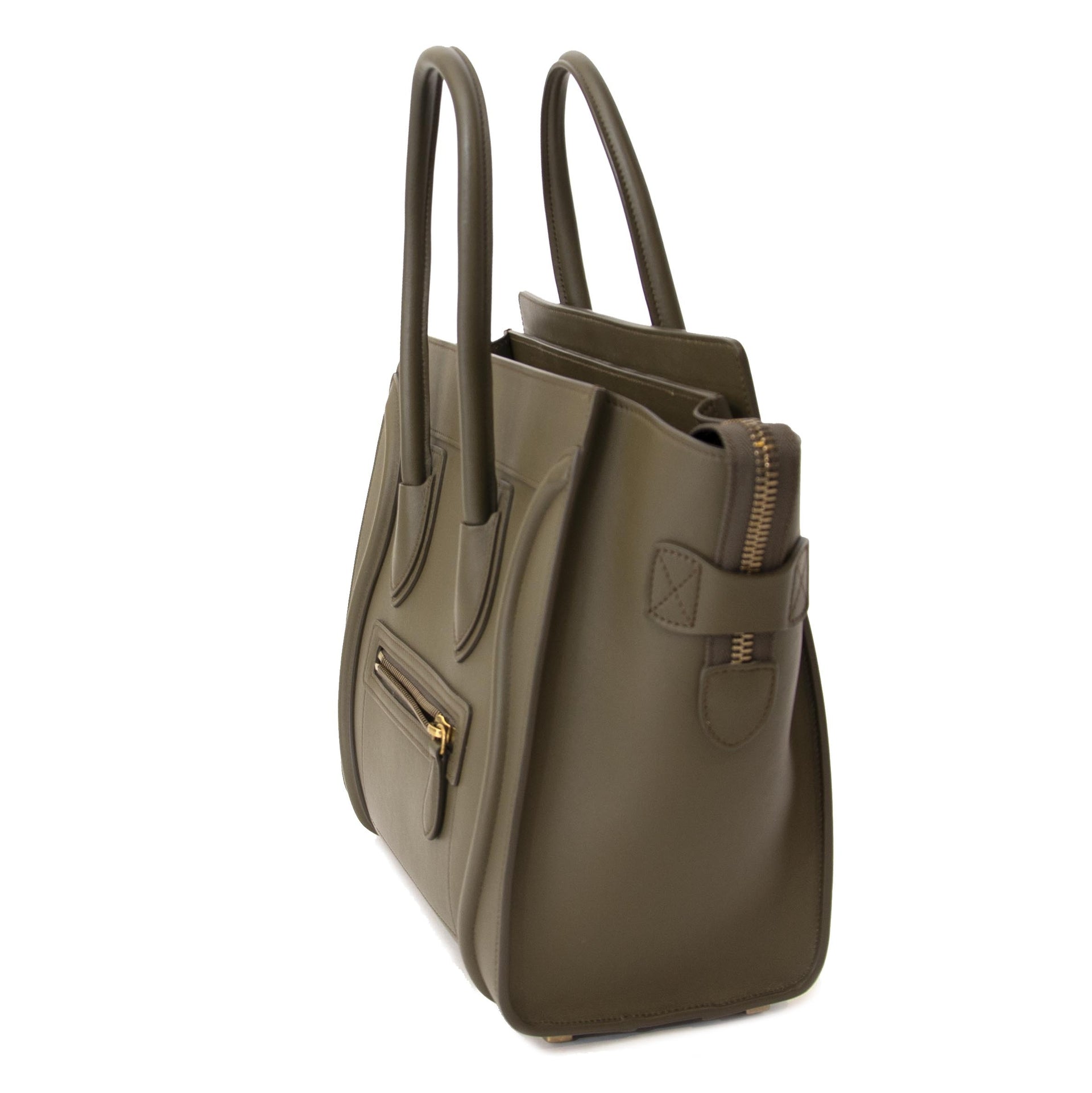 Celine Khaki Luggage Micro Shopper Tote for sale online