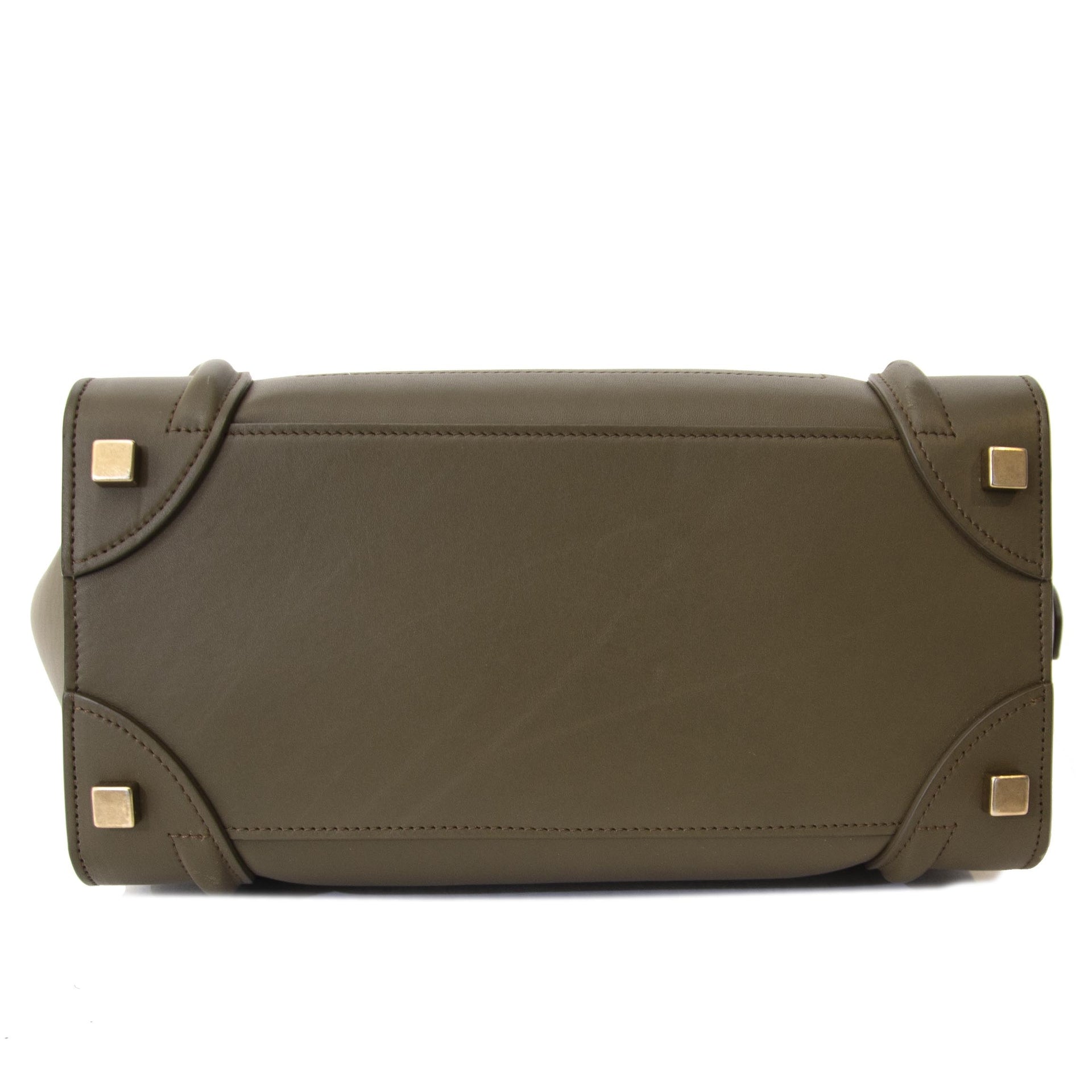 Celine Khaki Luggage Micro Shopper Tote