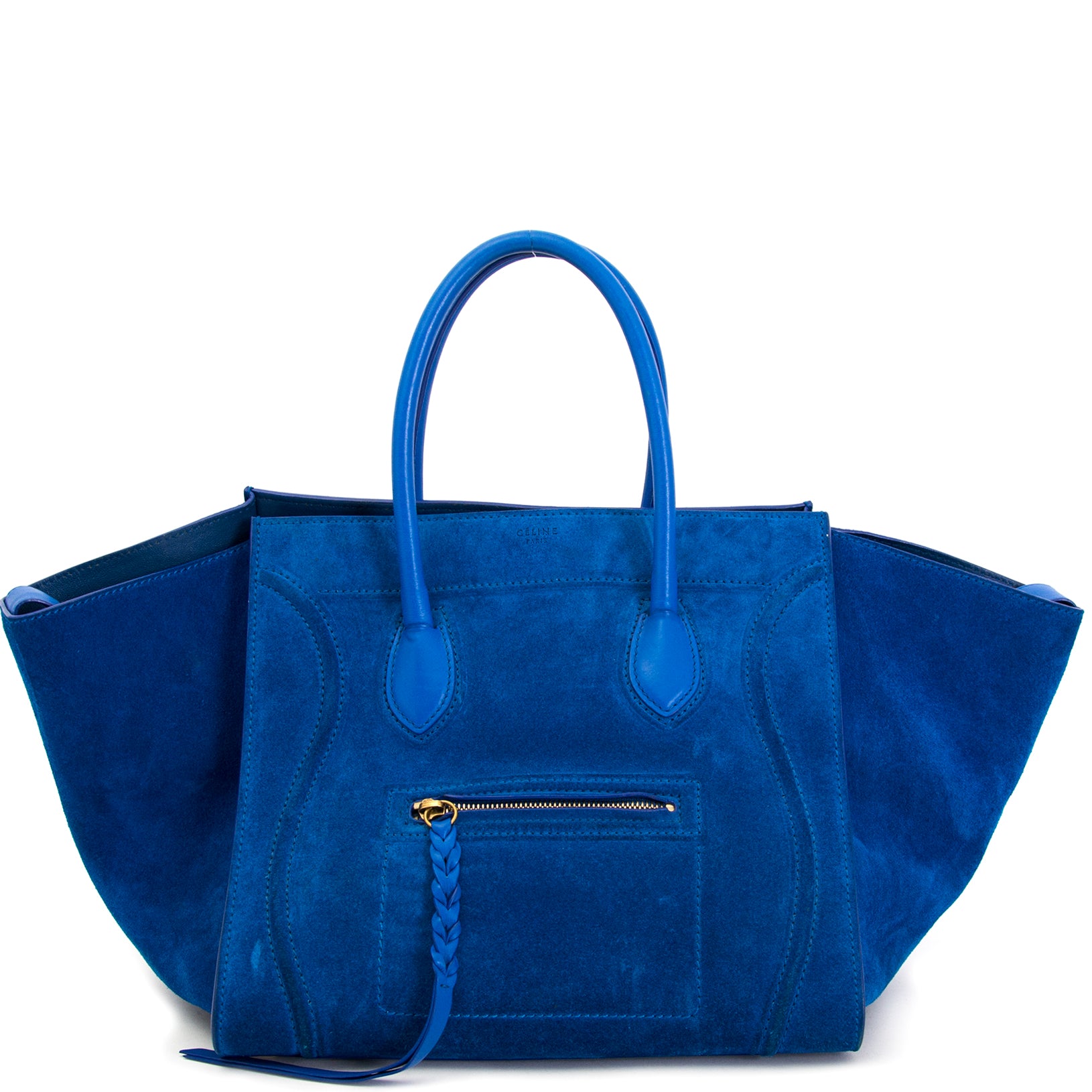 Koop uw authentieke Céline Cobalt Blue Suede Phantom Cabas