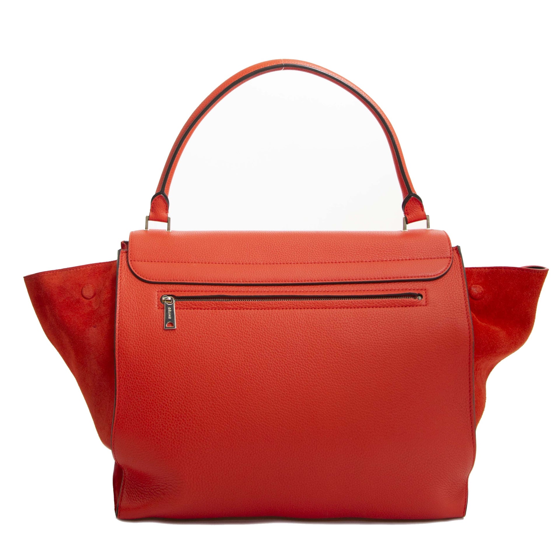 Celine Red Calfskin Suede Medium Trapeze Bag