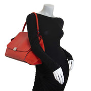 Celine Red Calfskin Suede Medium Trapeze Bag
