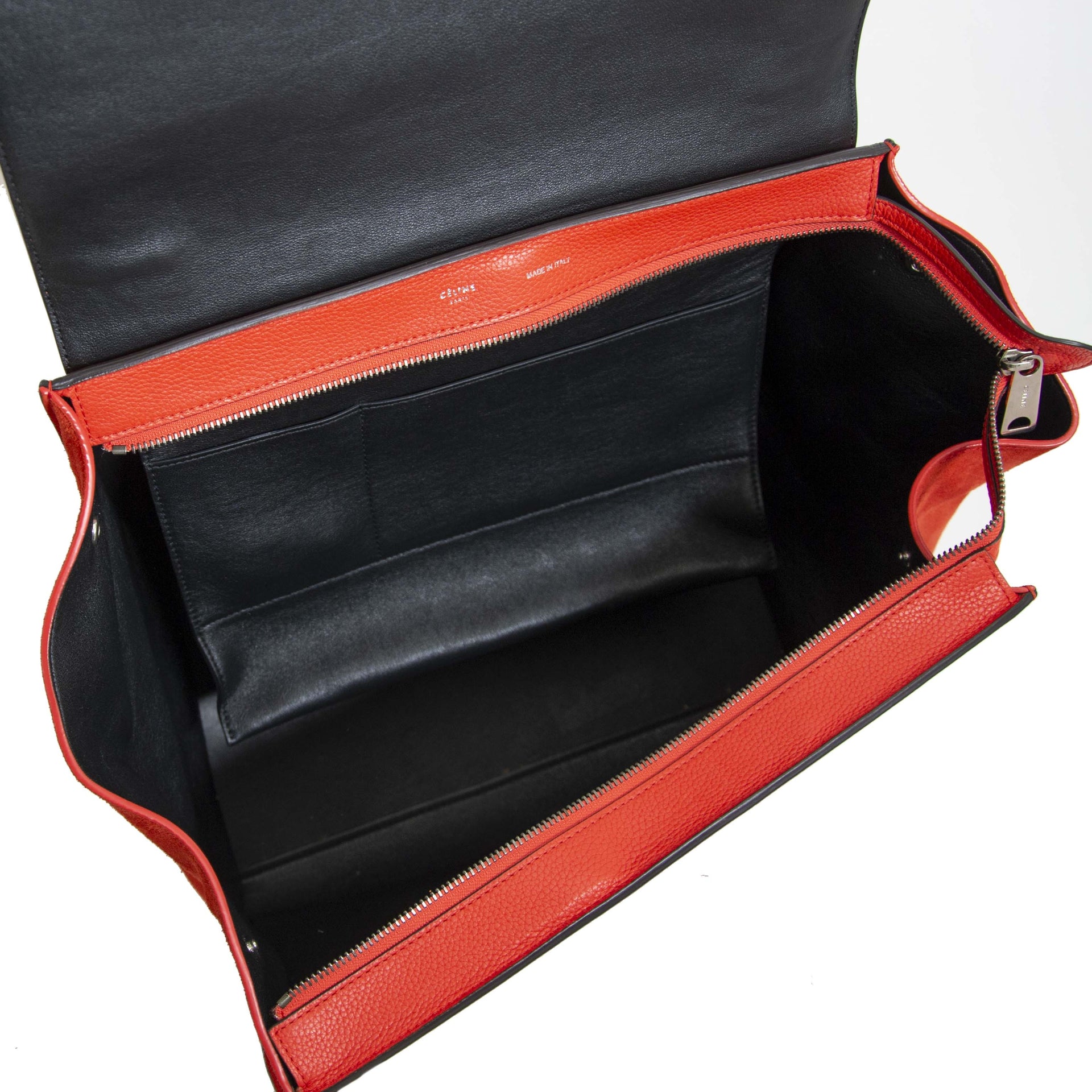 Celine Red Calfskin Suede Medium Trapeze Bag veilig online tegen de beste prijs