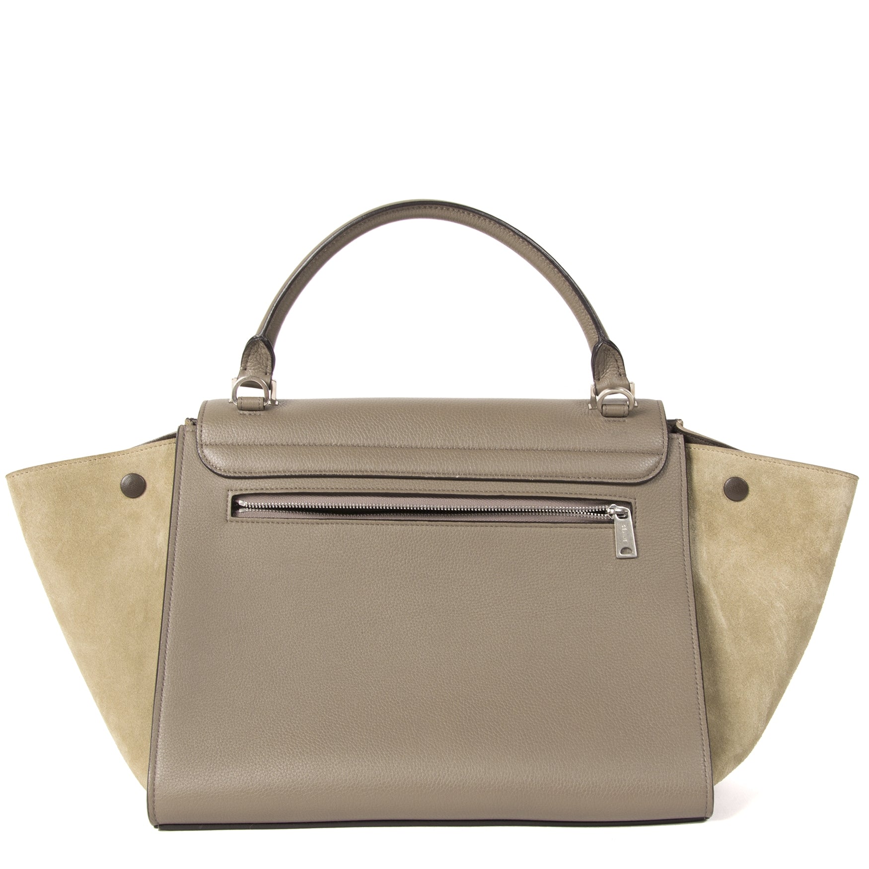 Authentieke tweedehands Celine Two-Toned Taupe Trapeze Bag juiste prijs veilig online winkelen LabelLOV webshop luxe merken winkelen Antwerpen België mode fashion